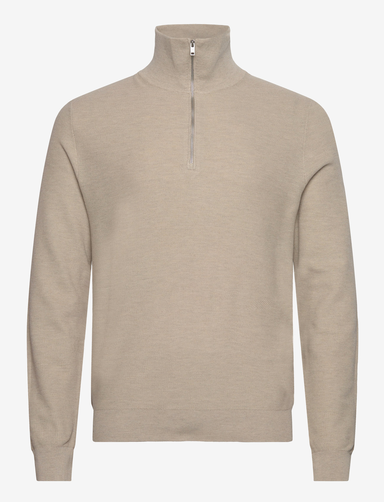 Mango - Microstructure sweater with zipper collar - efterårstøj - lt pastel brown - 0