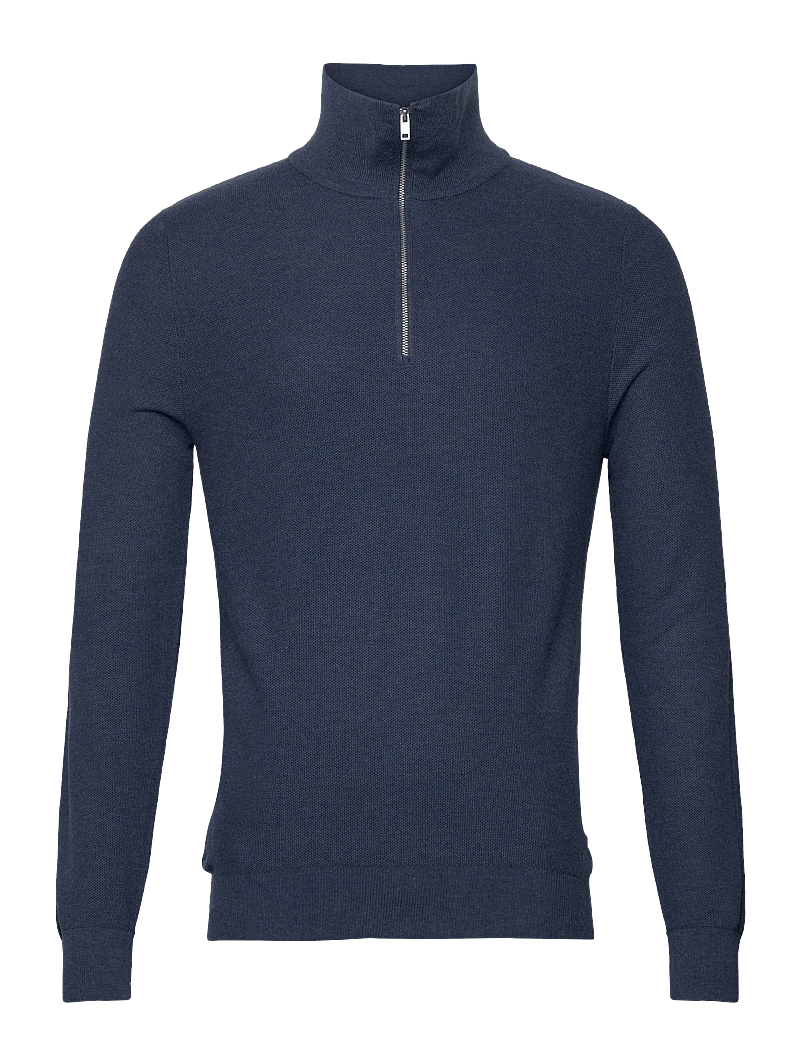 Mango - Microstructure sweater with zipper collar - halfzip strik - medium blue - 0