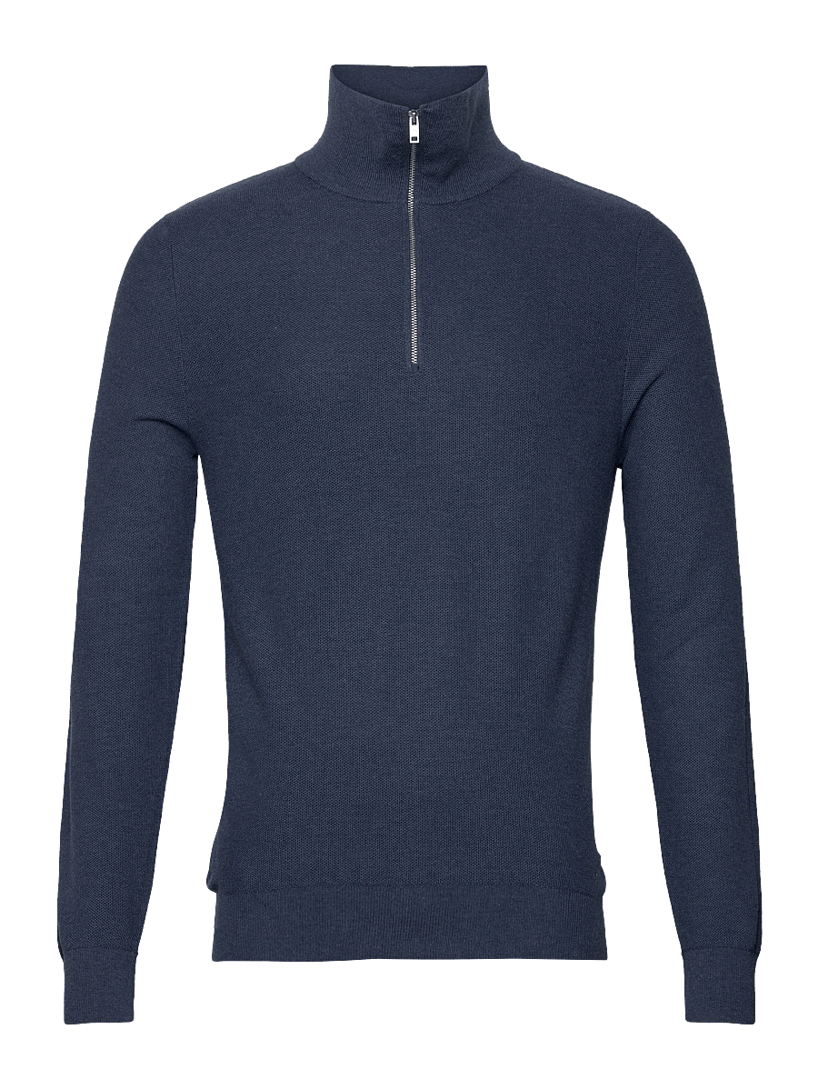 Mango - Microstructure sweater with zipper collar - pullover mit halbem reißverschluss - medium blue - 0