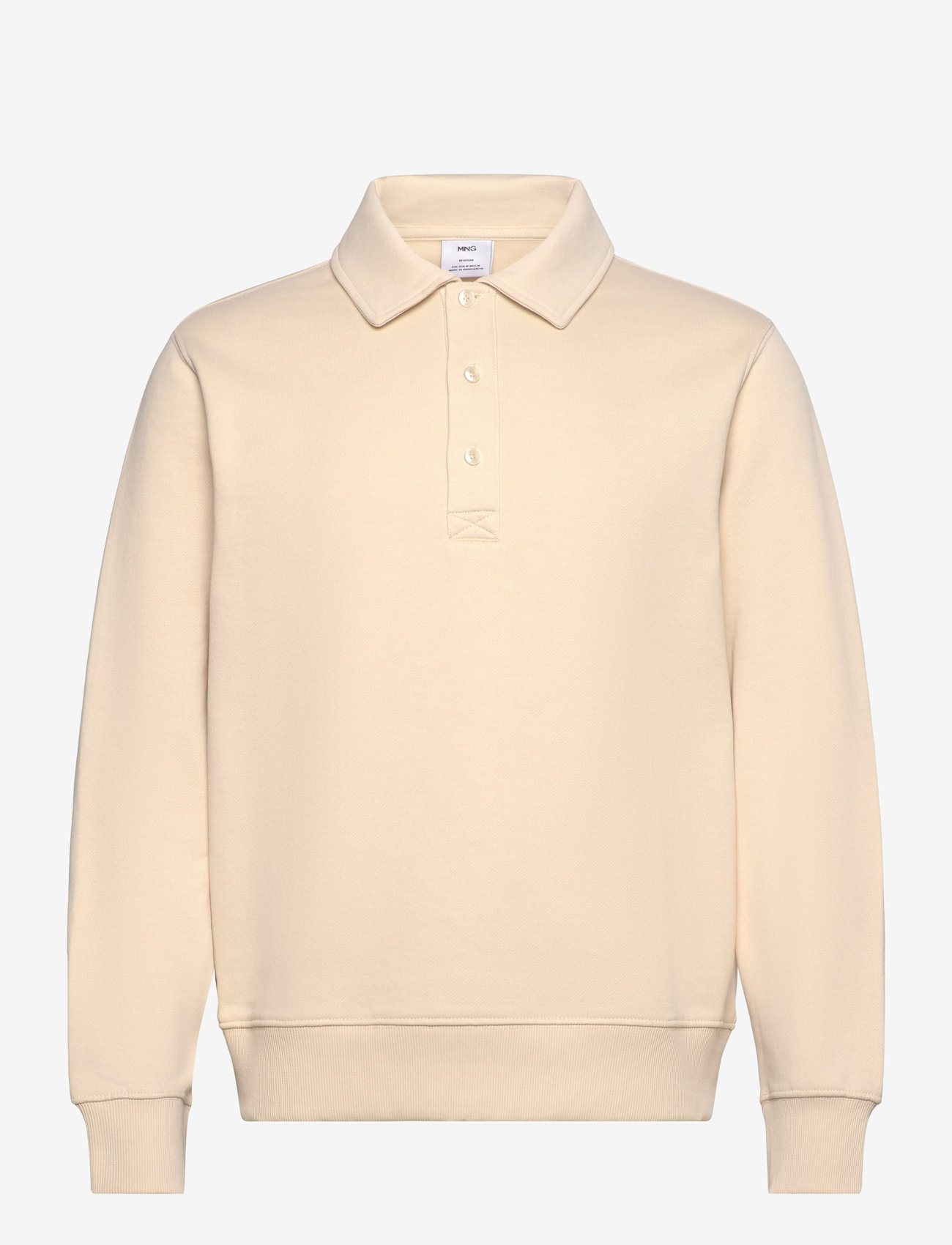 Mango - Brushed regular-fit polo sweatshirt - langærmede poloer - light beige - 0