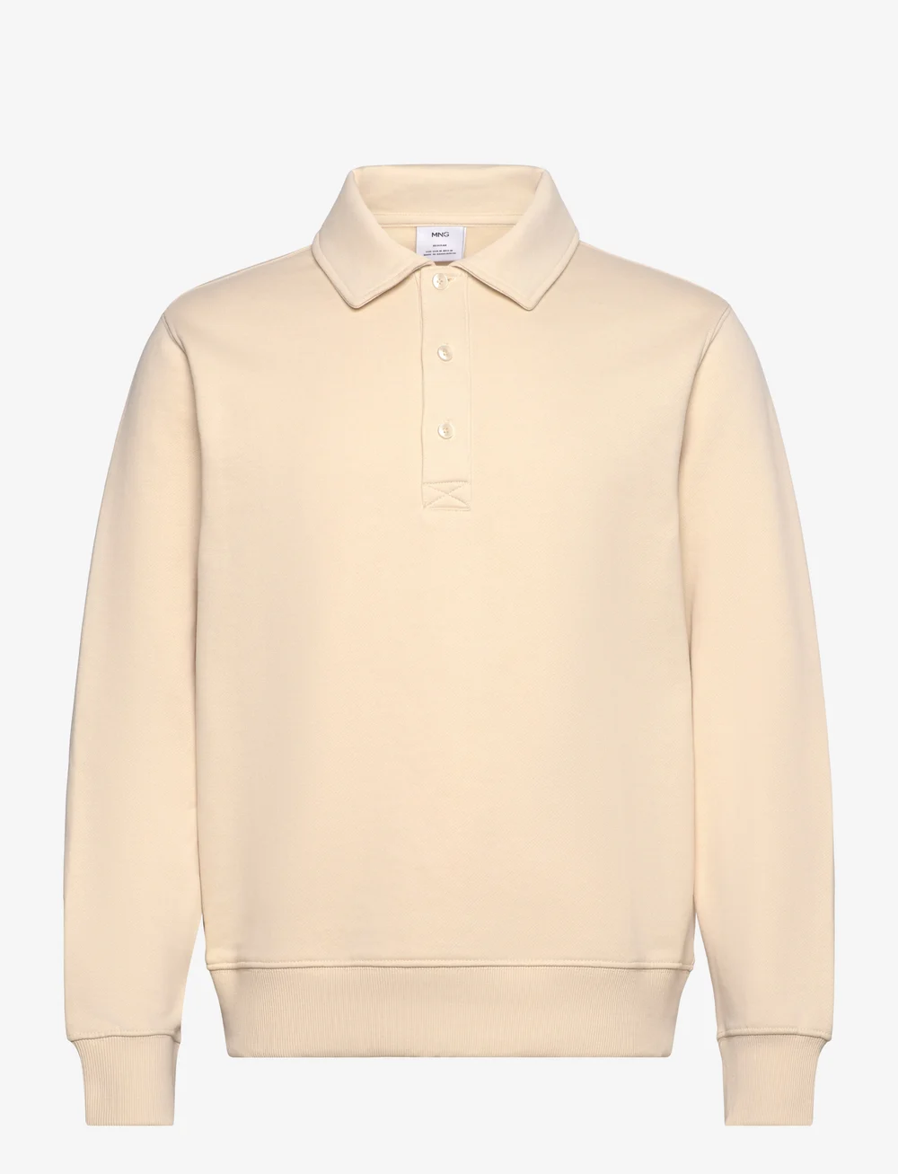 Mango - Brushed regular-fit polo sweatshirt - långärmade pikéer - light beige - 0