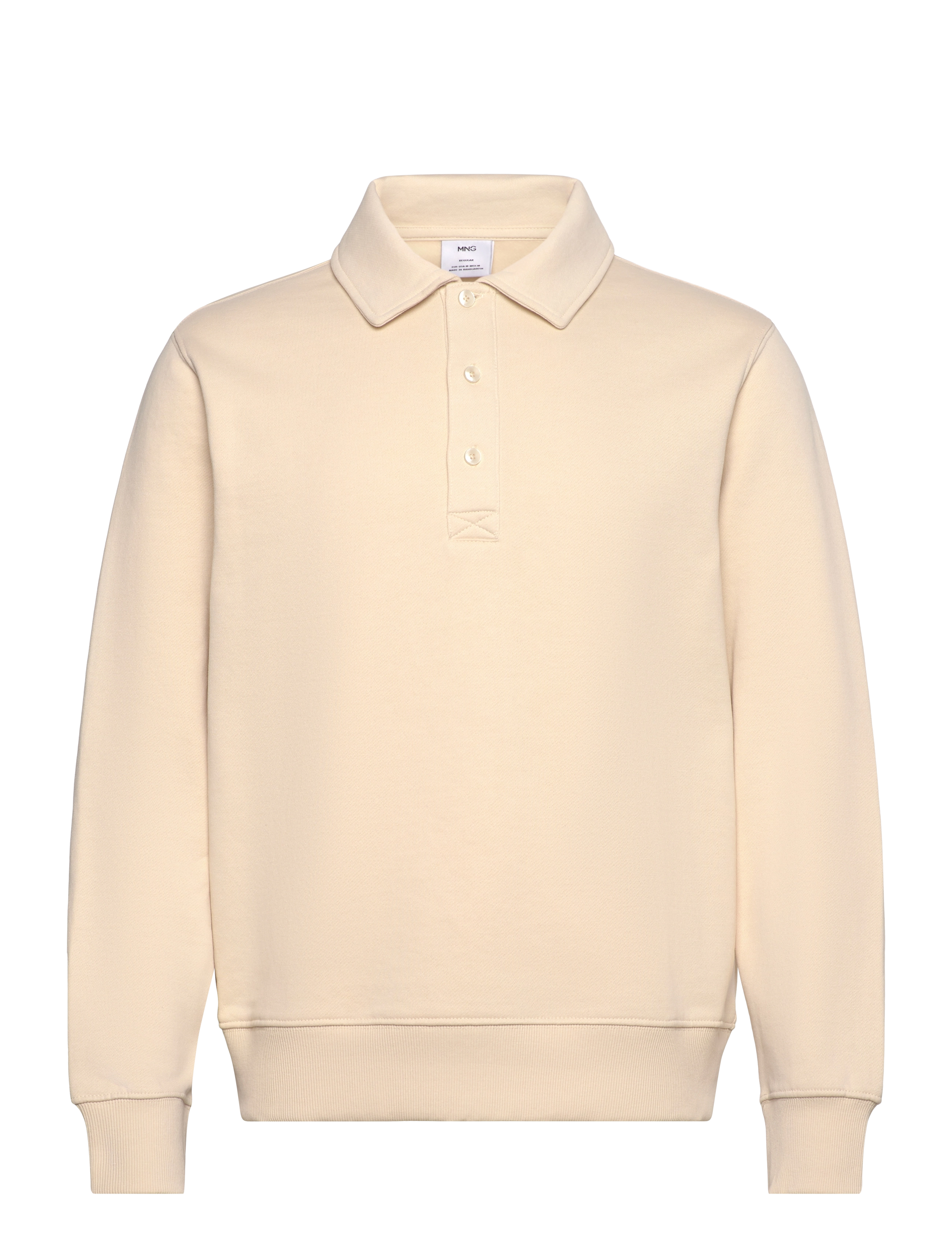 Mango Brushed regular-fit polo sweatshirt - Riided - LIGHT BEIGE / yellow
