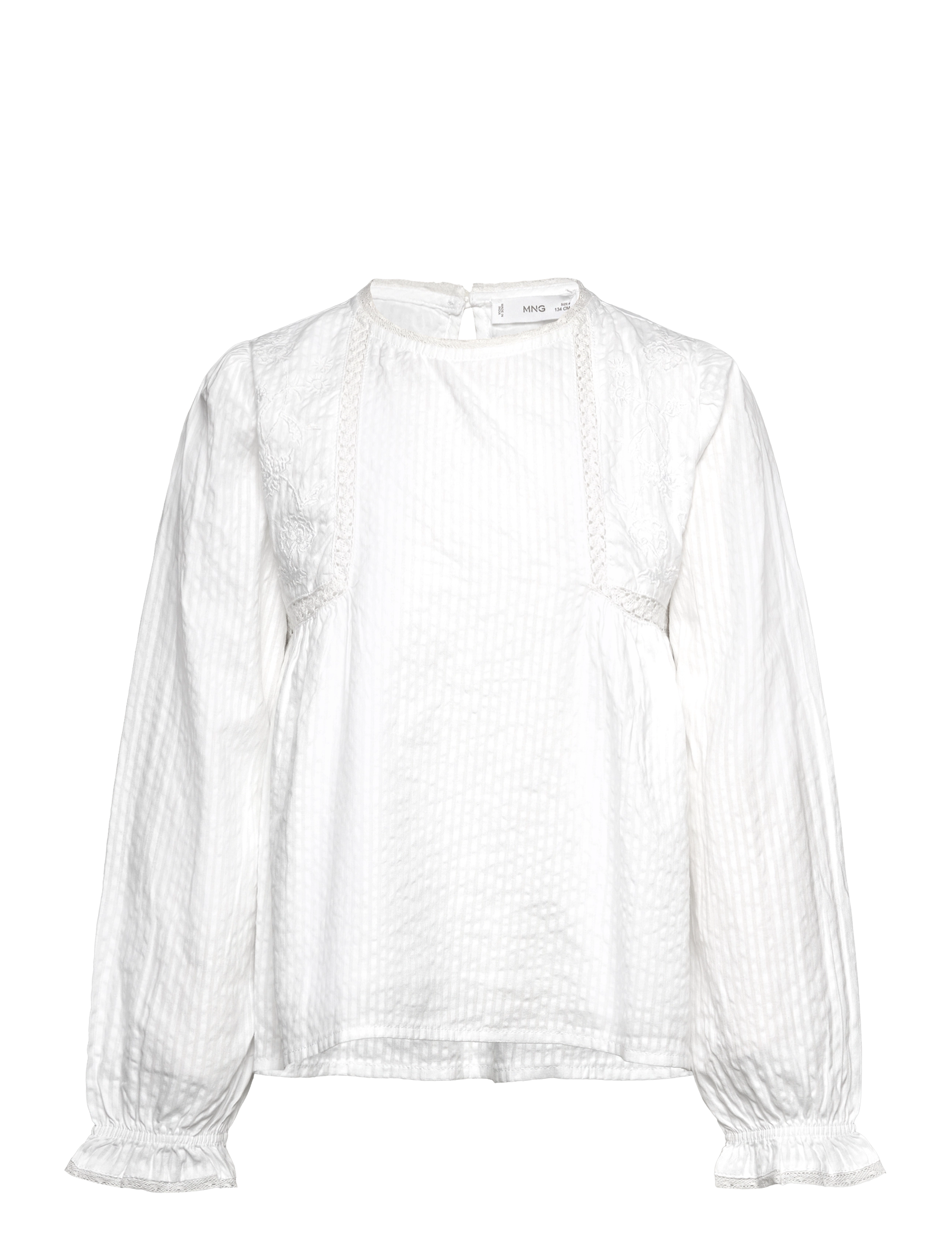 Mango Embroidered Details Blouse, 122, White, Overdele > Bluser & Tunikaer, Børn