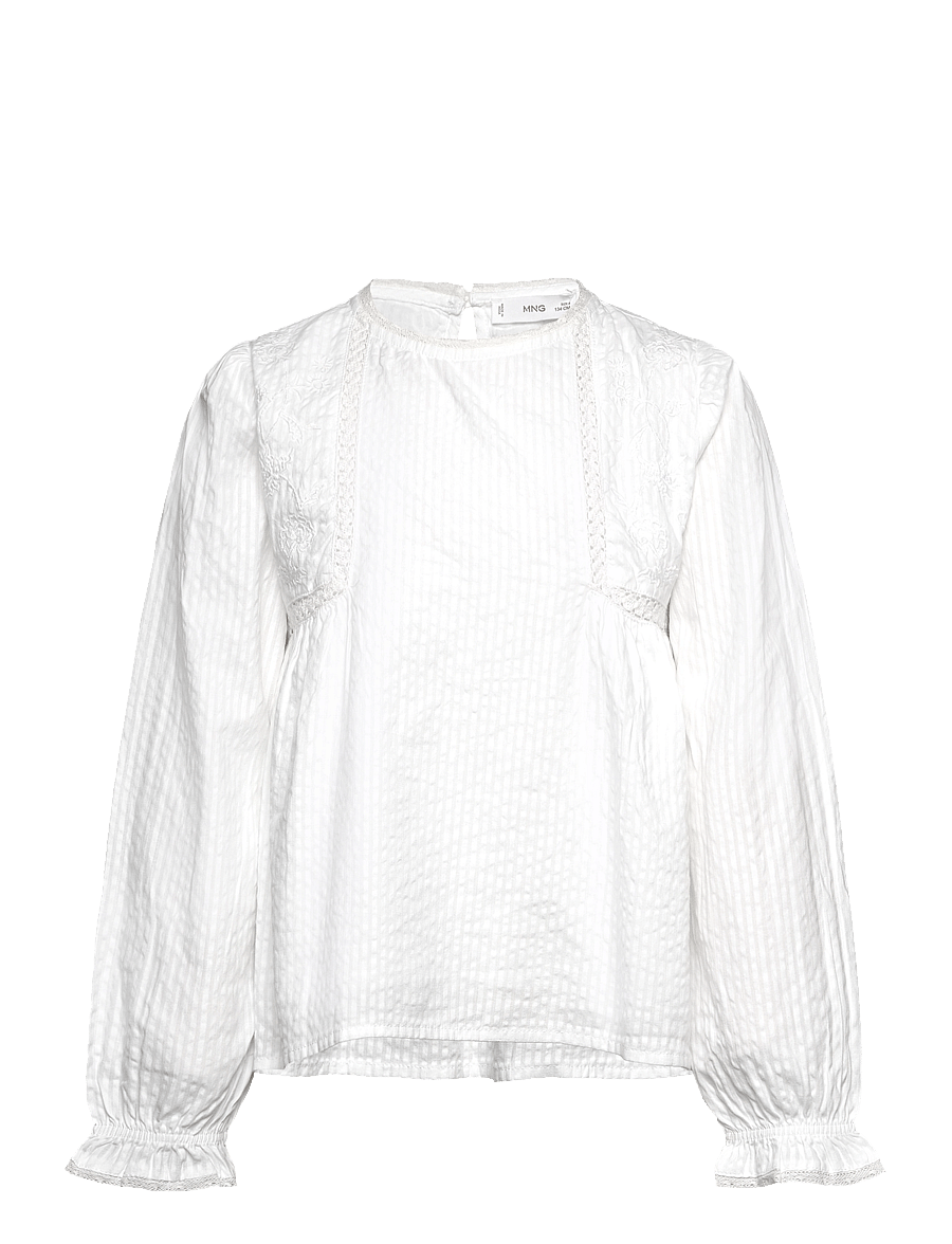 Mango - Embroidered details blouse - bluser & tunikaer - natural white - 0