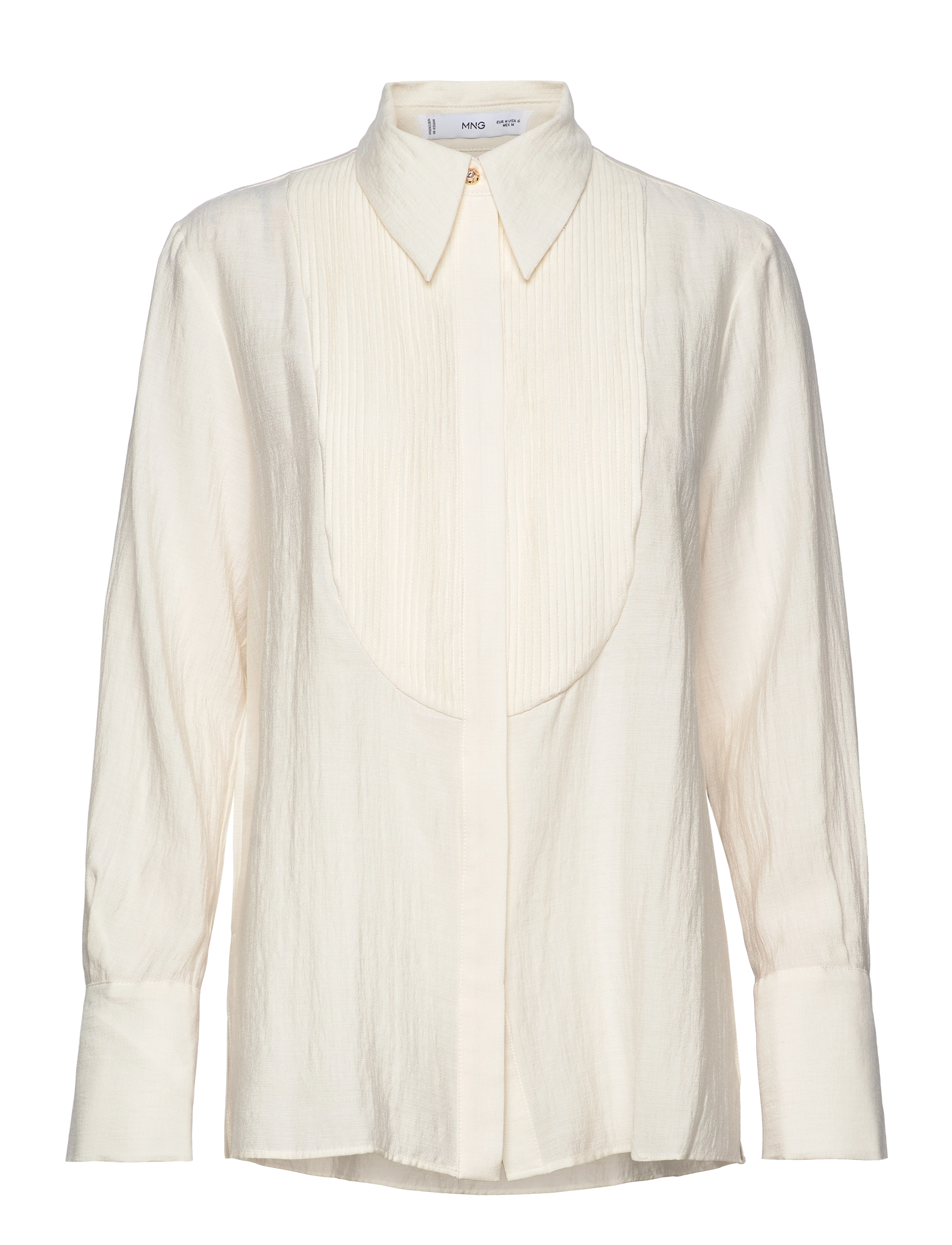 MANGO Fluid Shirt With Contrasting Panel Weiß - S - Damen