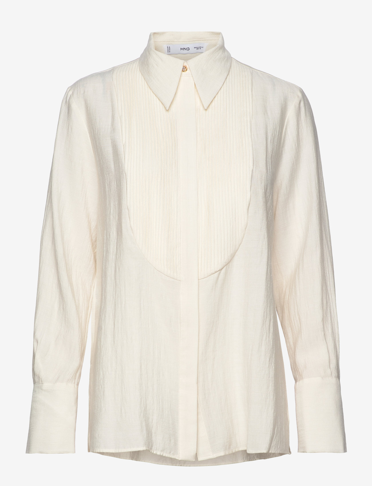 Mango - Fluid shirt with contrasting panel - langærmede bluser - natural white - 0