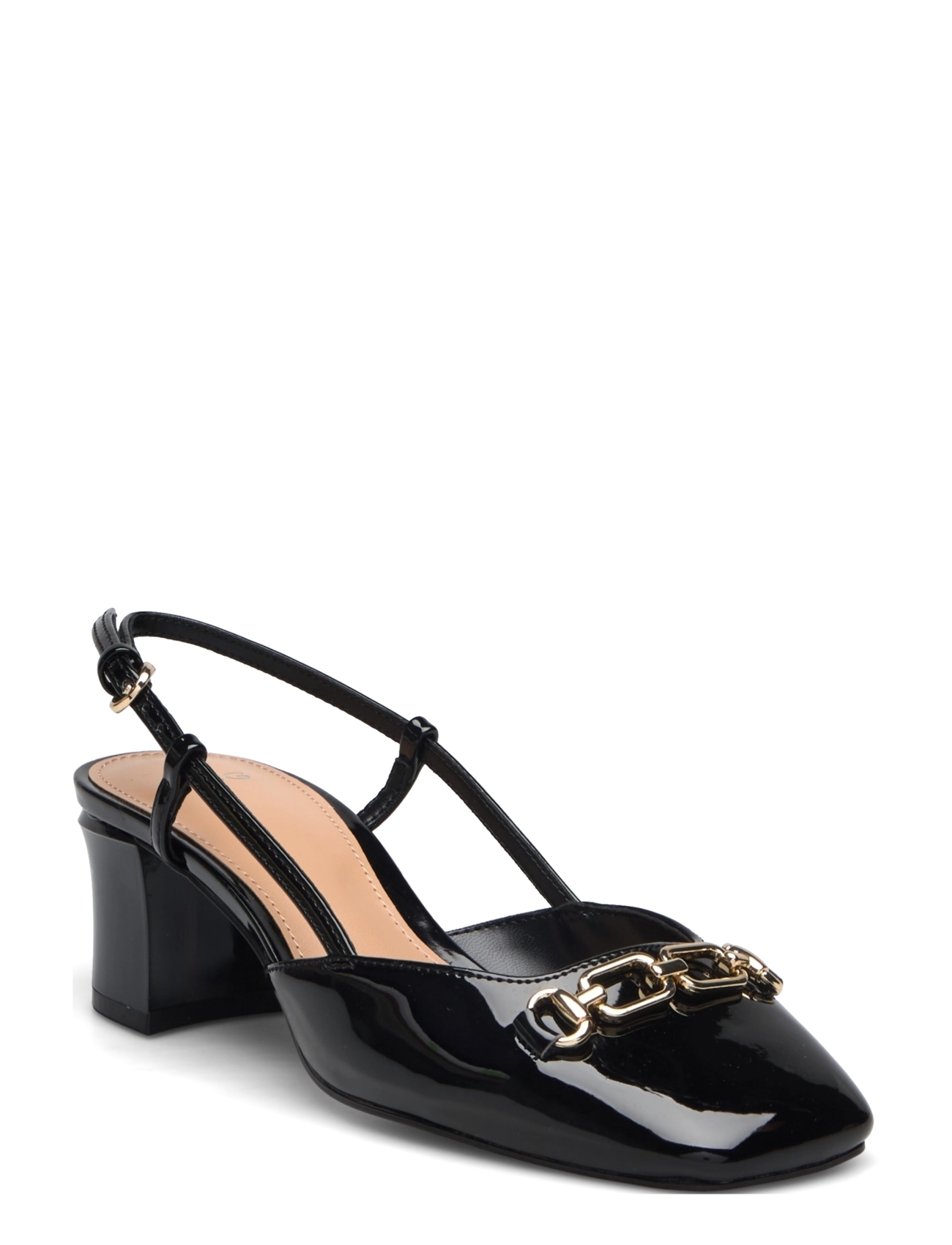 Mango Heeled Shoes With Link Detail, Kvinder, Slingback Pumps Med Kædedetalje, Sort, Str: 37