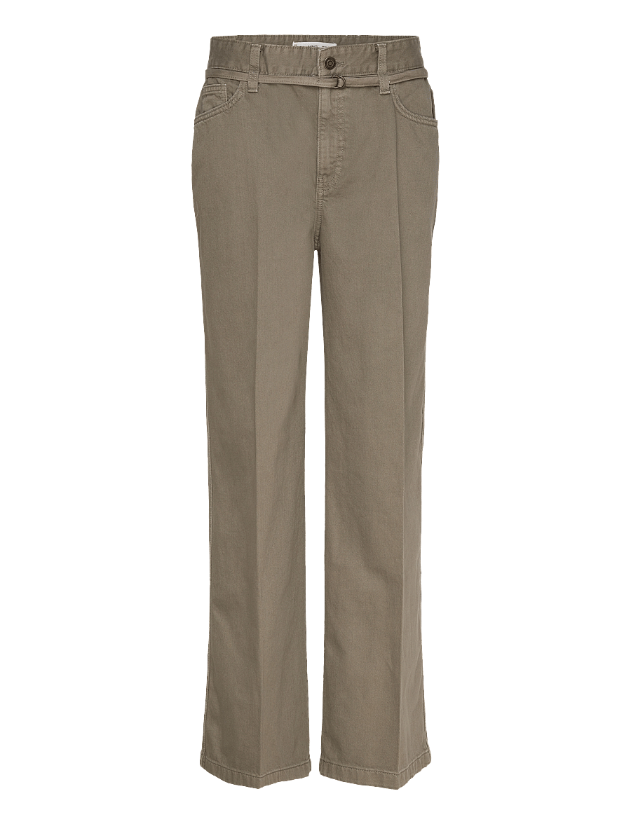 Mango - Wide leg jeans with belt detail - brede jeans - beige - khaki - 1