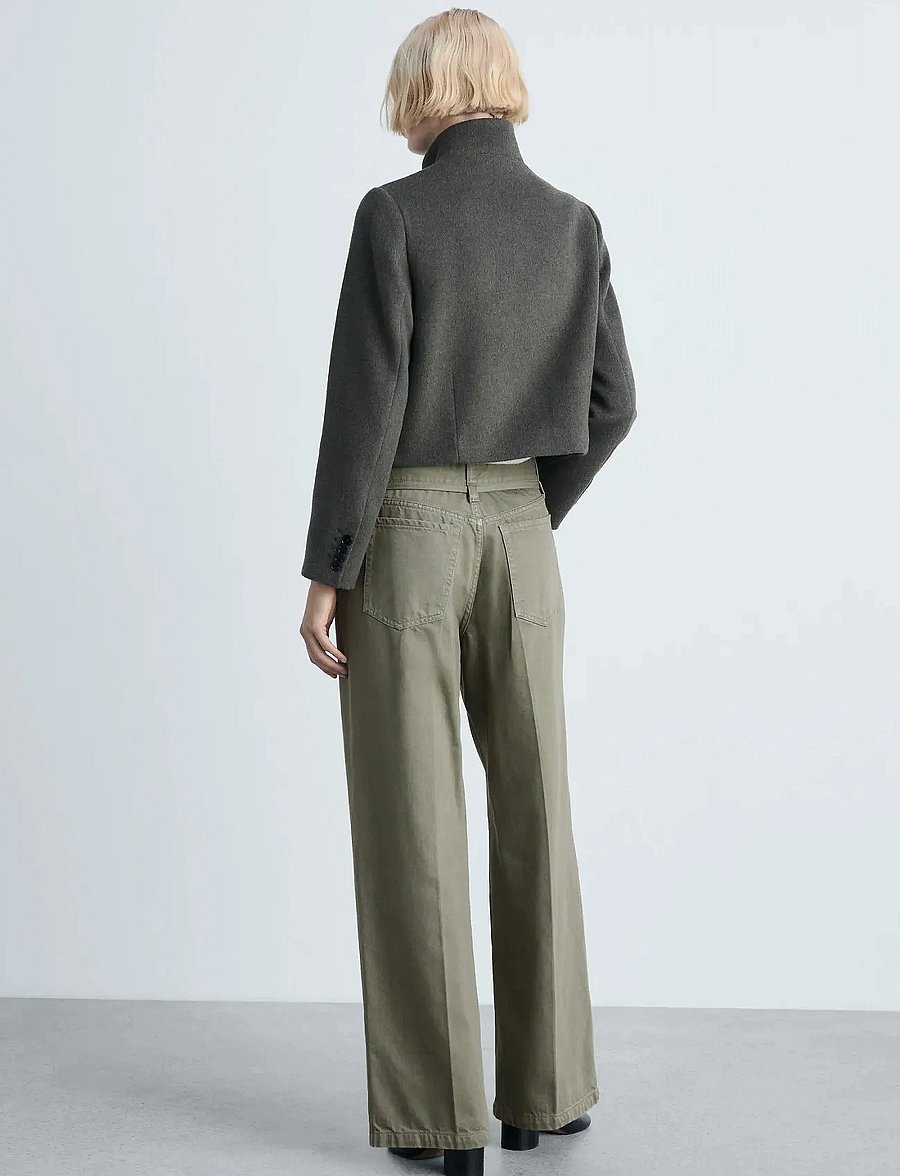Mango - Wide leg jeans with belt detail - brede jeans - beige - khaki - 3