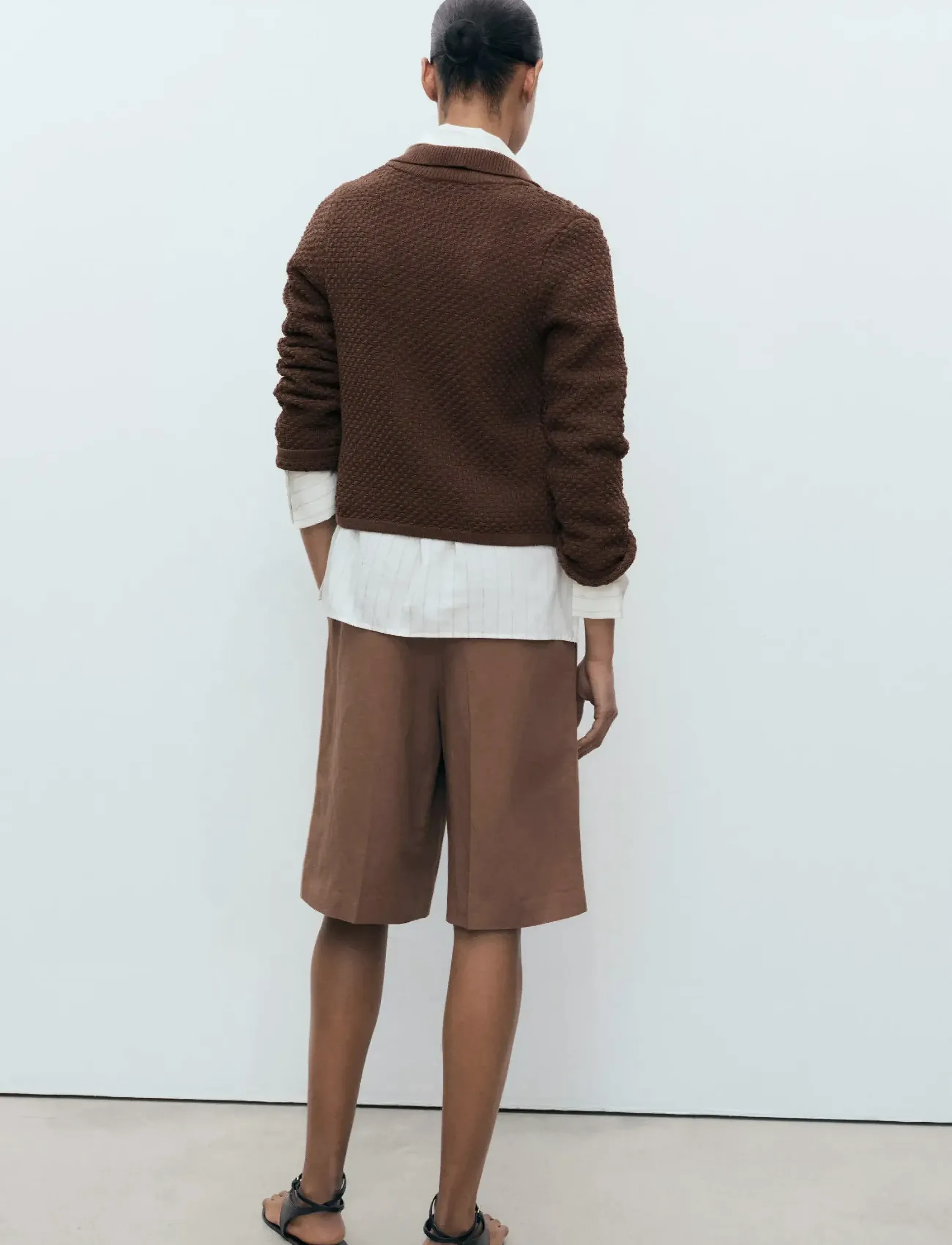 Mango - Polo-neck knitted jacket - frühlingsjacken - brown - 3