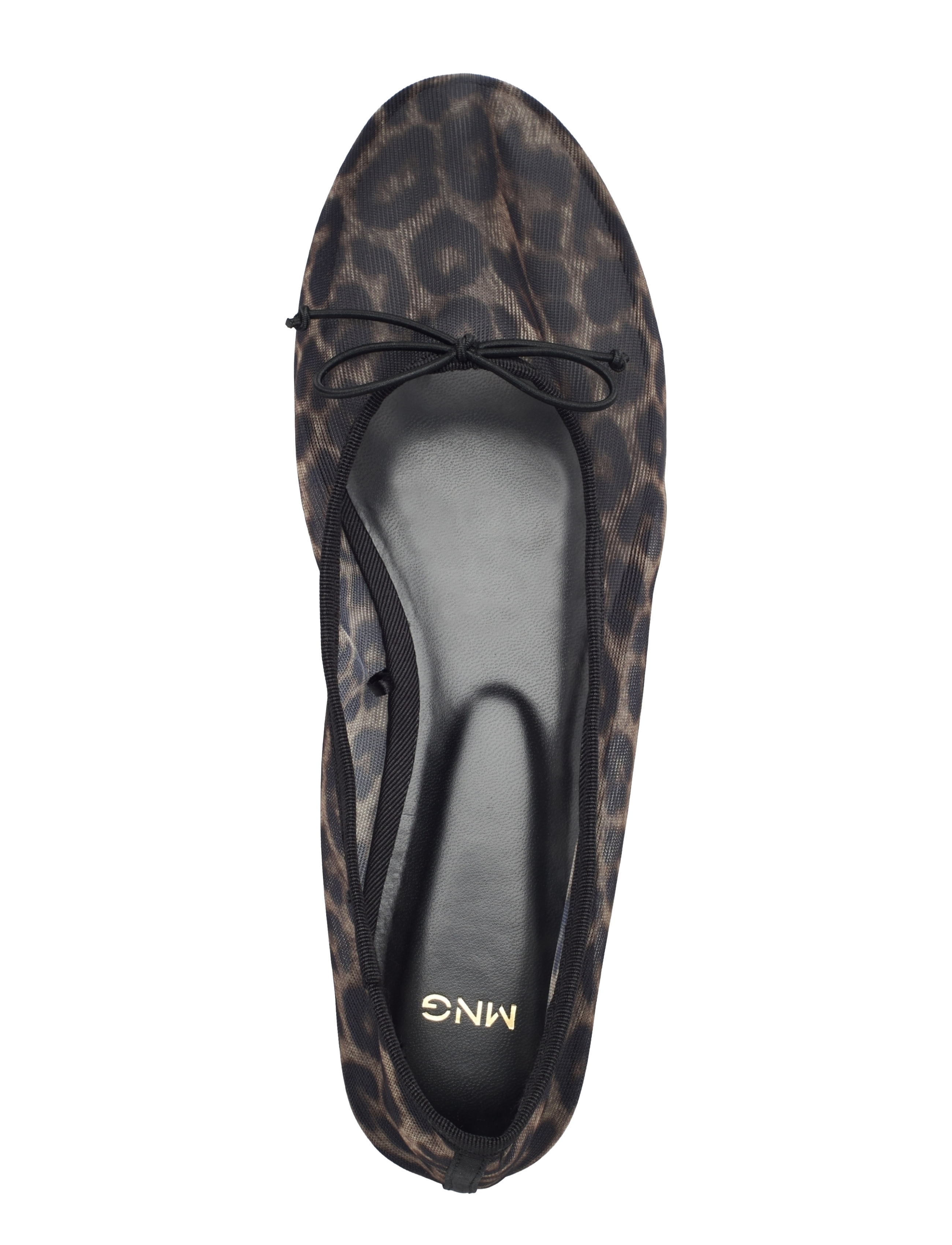 Mango - Animal-print mesh ballerina flats - black - 4