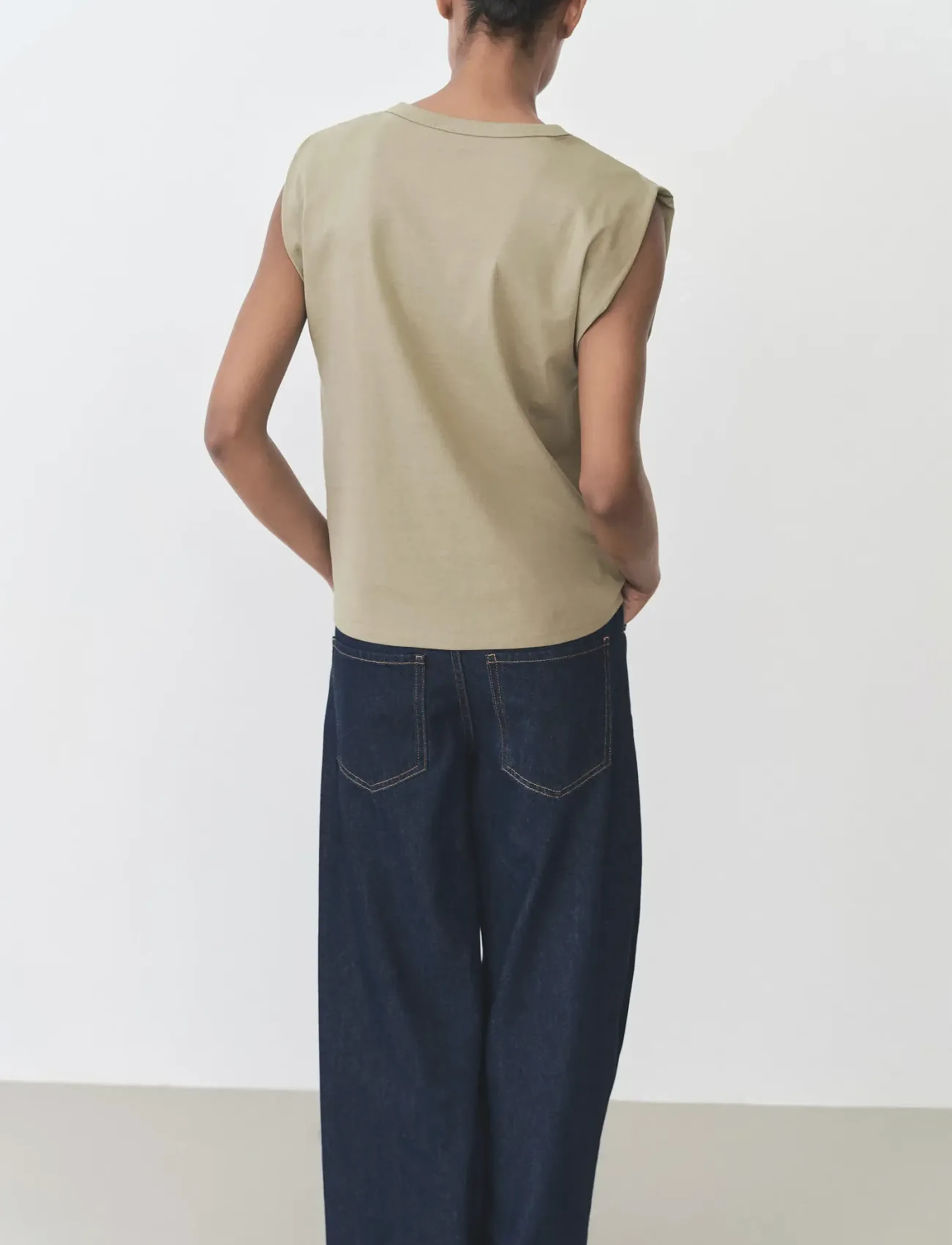 Mango - Short-sleeved cotton t-shirt - tanktops - beige - khaki - 3