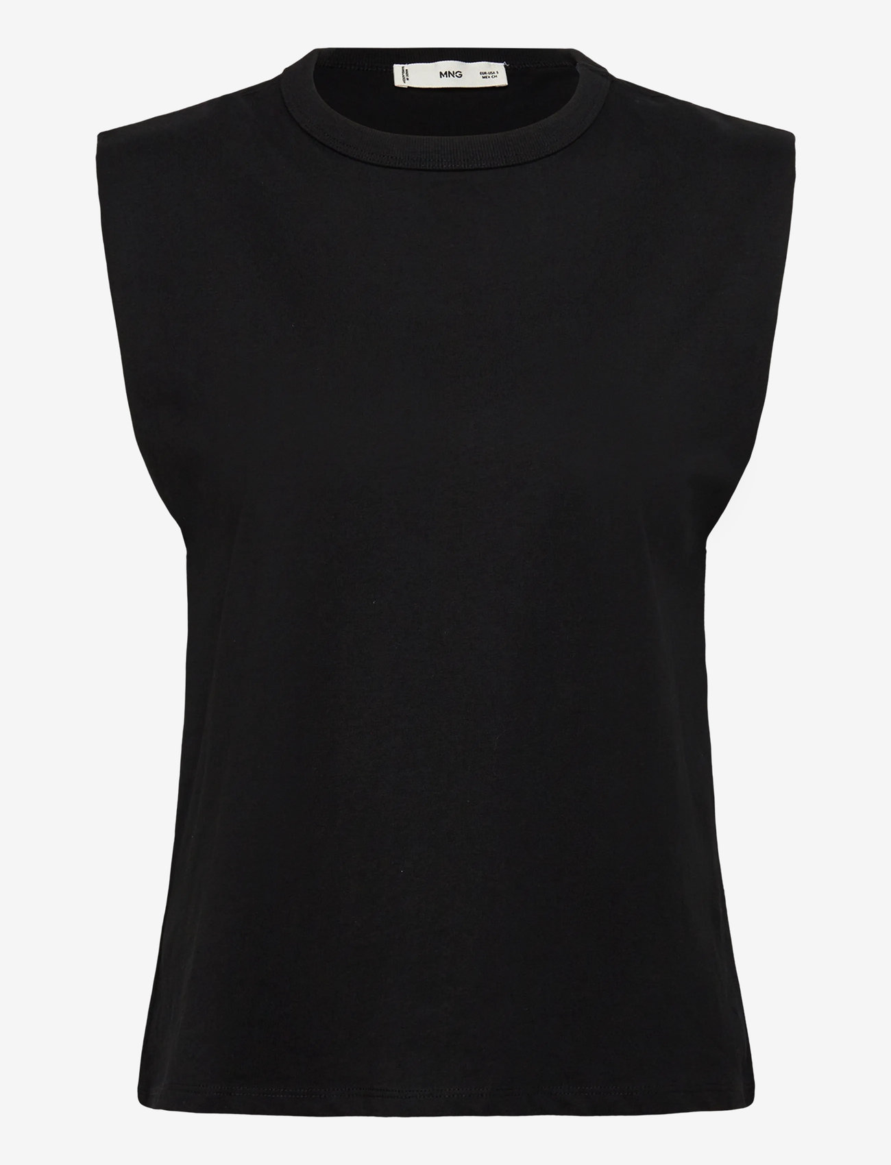 Mango - Short-sleeved cotton t-shirt - tanktops - black - 1