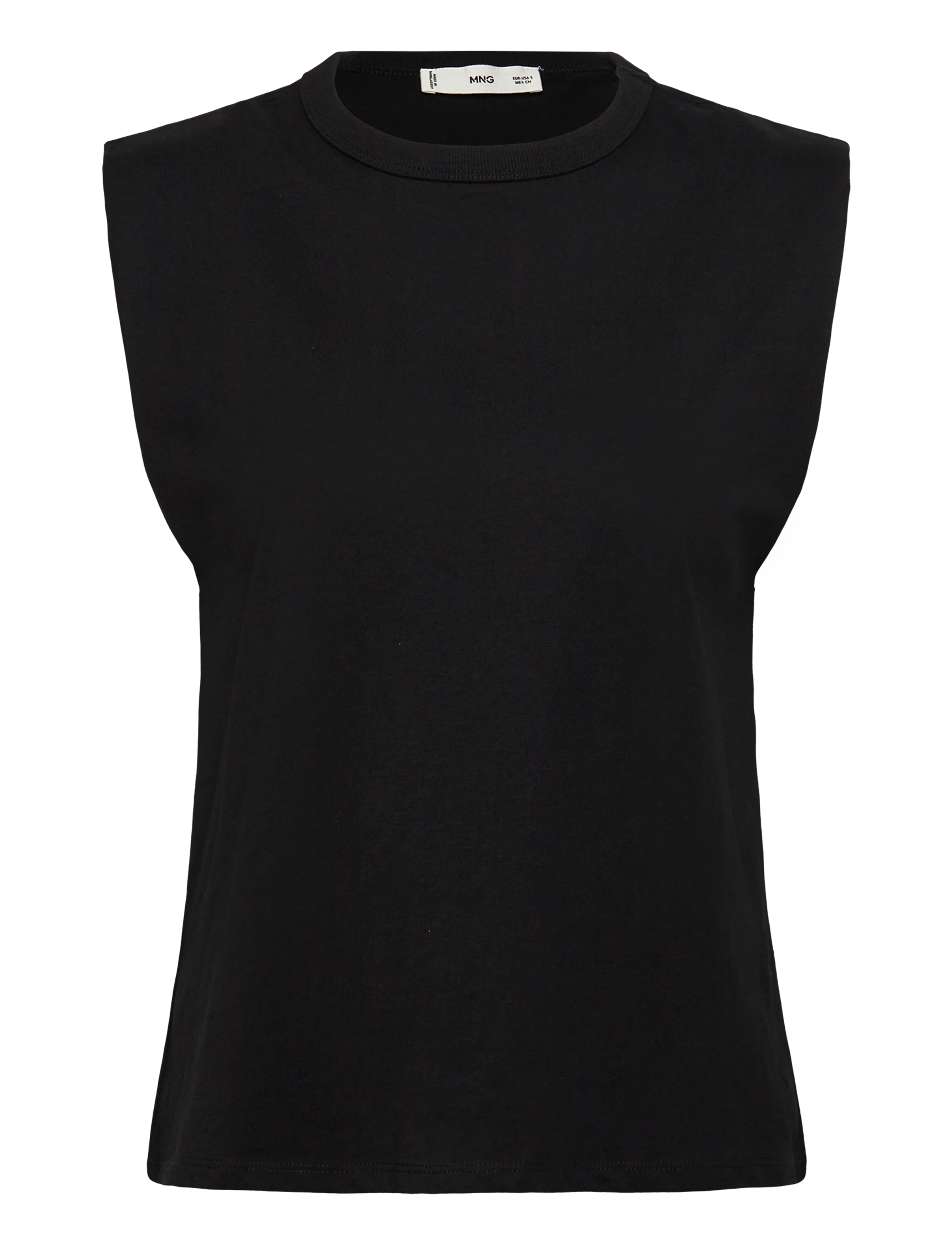 Mango Short-sleeved cotton t-shirt - Tøj - BLACK / black
