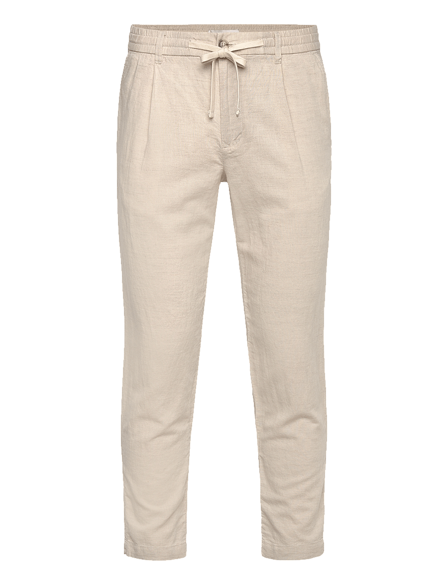 Mango - Slim-fit trousers with drawstring - linbukser - light beige - 0