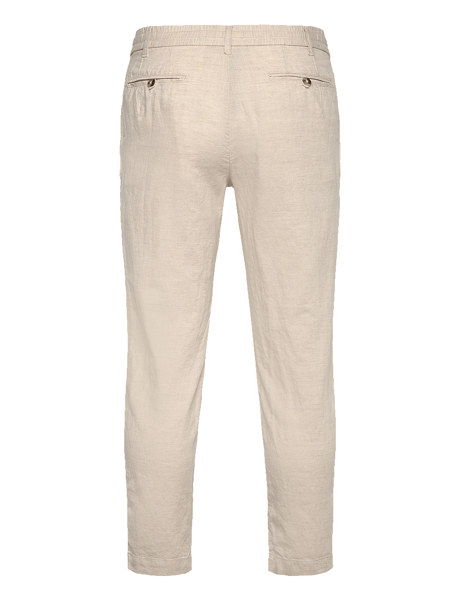Mango - Slim-fit trousers with drawstring - linbukser - light beige - 1