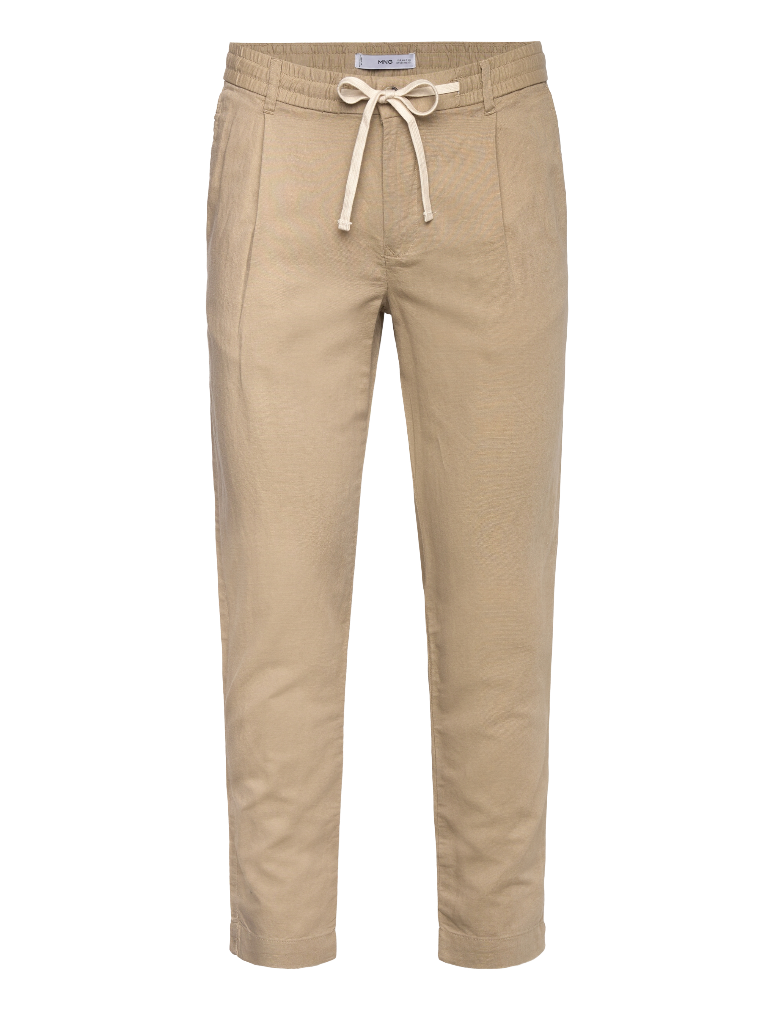 Mango Slim-Fit Trousers With Drawstring, Mænd, Slim Fit Snørebukser, Beige, Str: 46