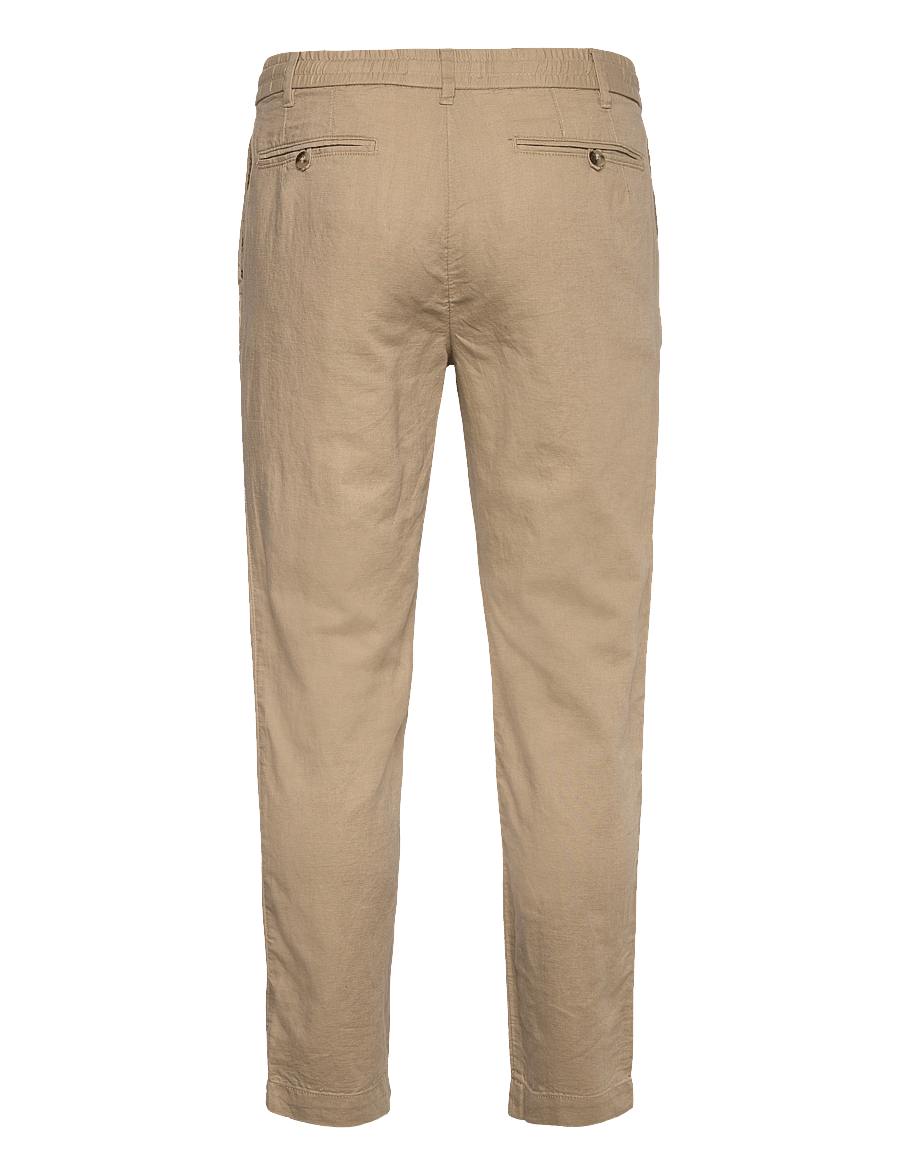 Mango - Slim-fit trousers with drawstring - hørbukser - light beige - 1