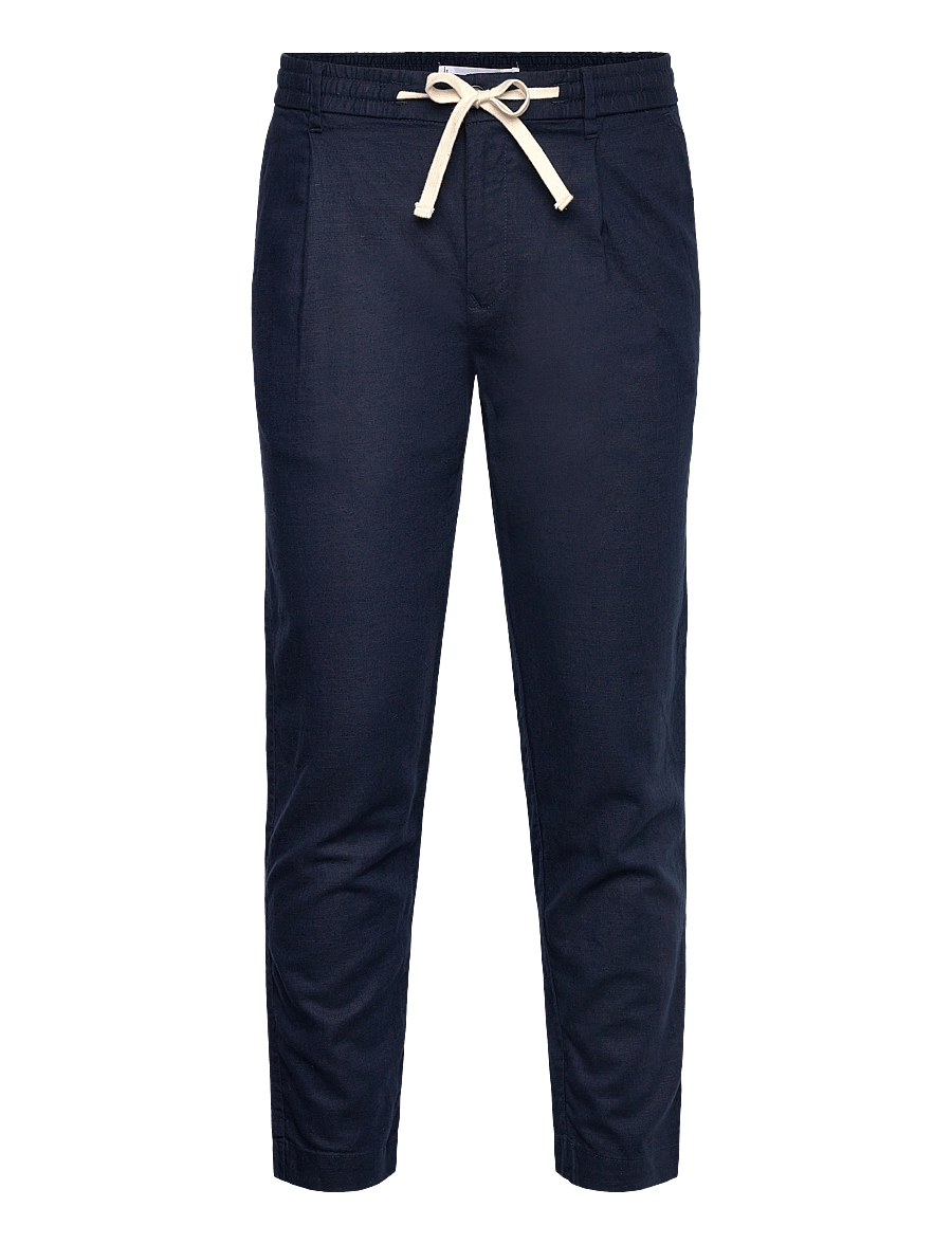 Mango - Slim-fit trousers with drawstring - hørbukser - navy - 0
