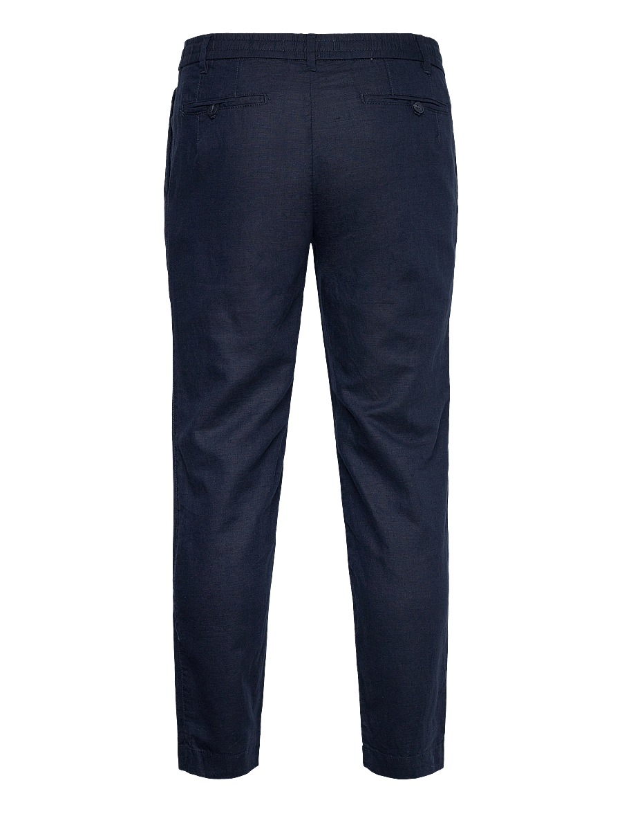 Mango - Slim-fit trousers with drawstring - hørbukser - navy - 1
