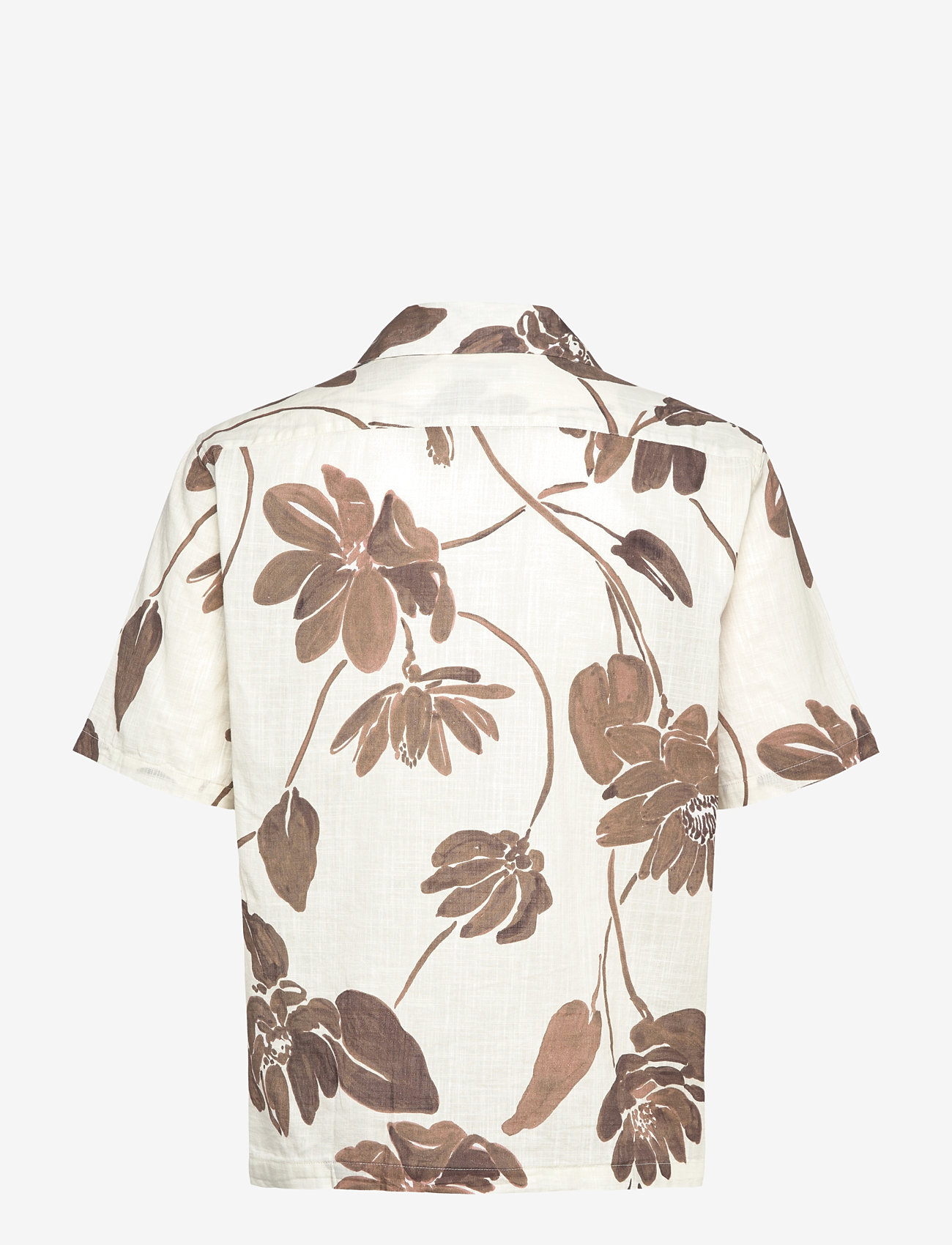 Mango - Floral-print shirt with bowling collar - brown - 1