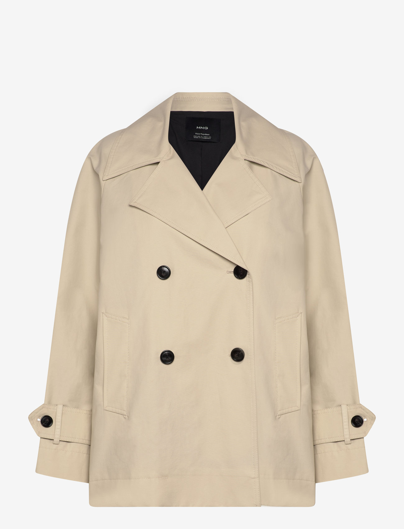 Mango Short double-breasted trench coat - Utility jakid - LT PASTEL GREY / beige