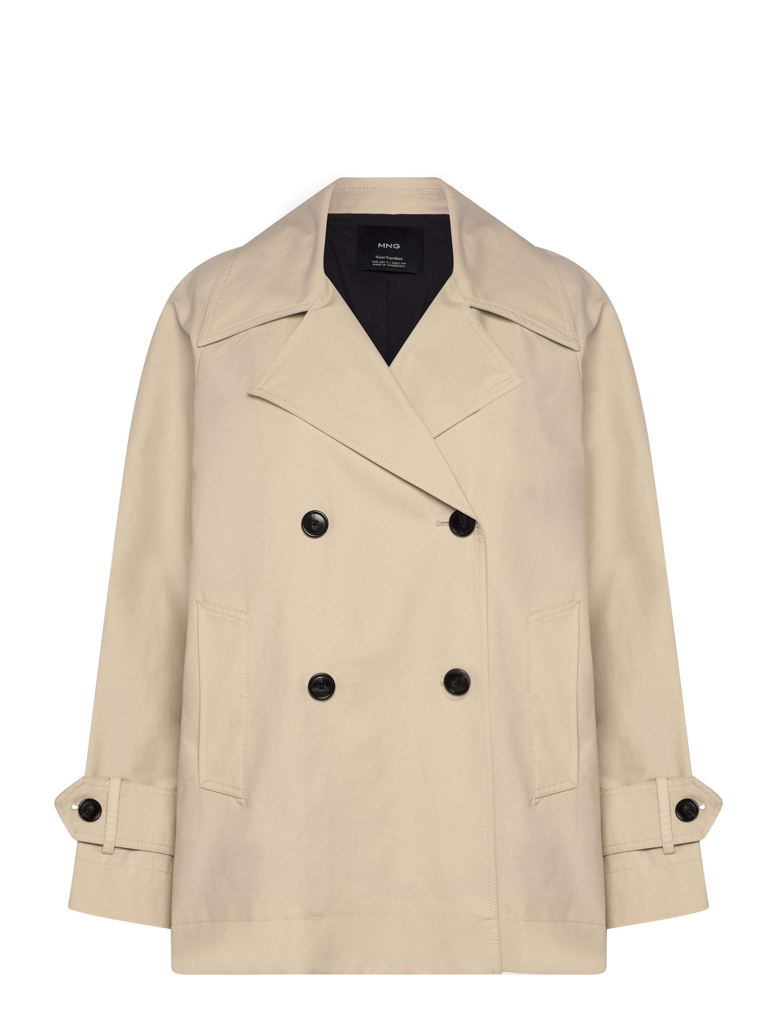 Mango Short Double-Breasted Trench Coat, S, Coats, Beige - Frauen