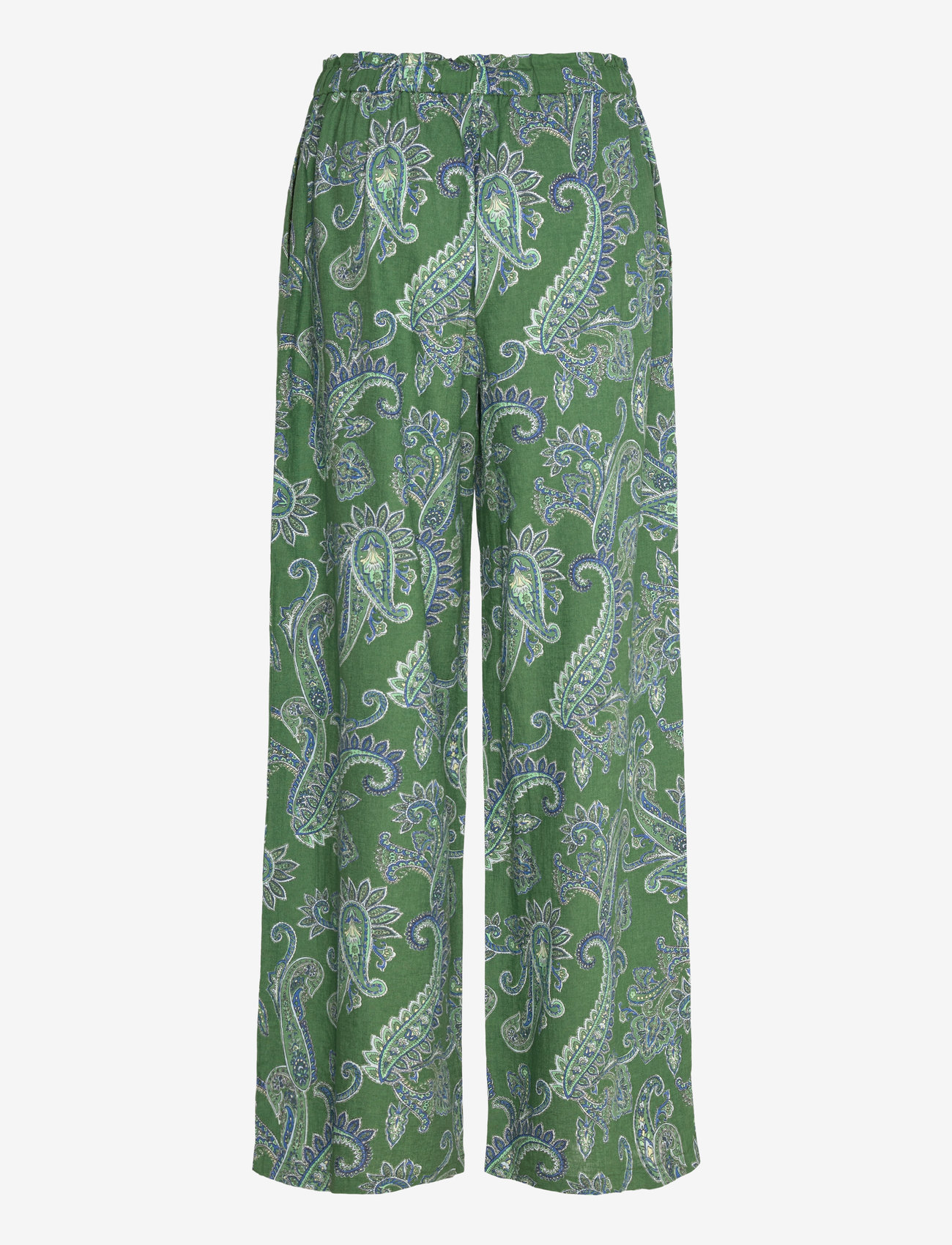 Mango - Paisley-print linen trousers - linnebyxor - green - 2