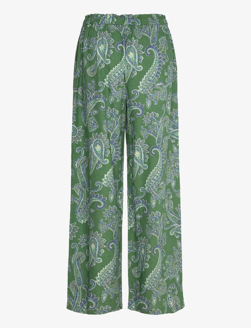 Mango - Paisley-print linen trousers - hørbukser - green - 2