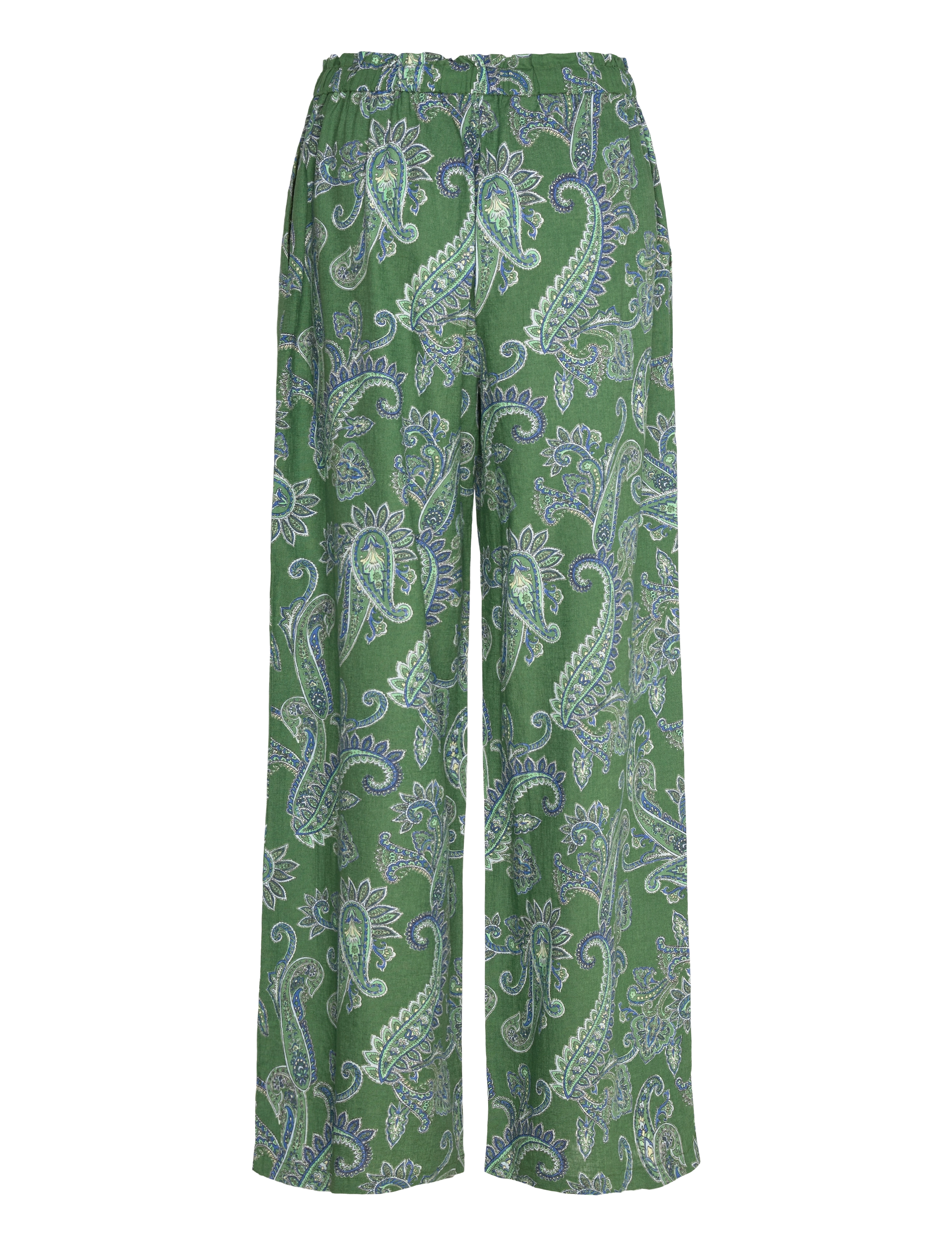 Mango - Paisley-print linen trousers - green - 2
