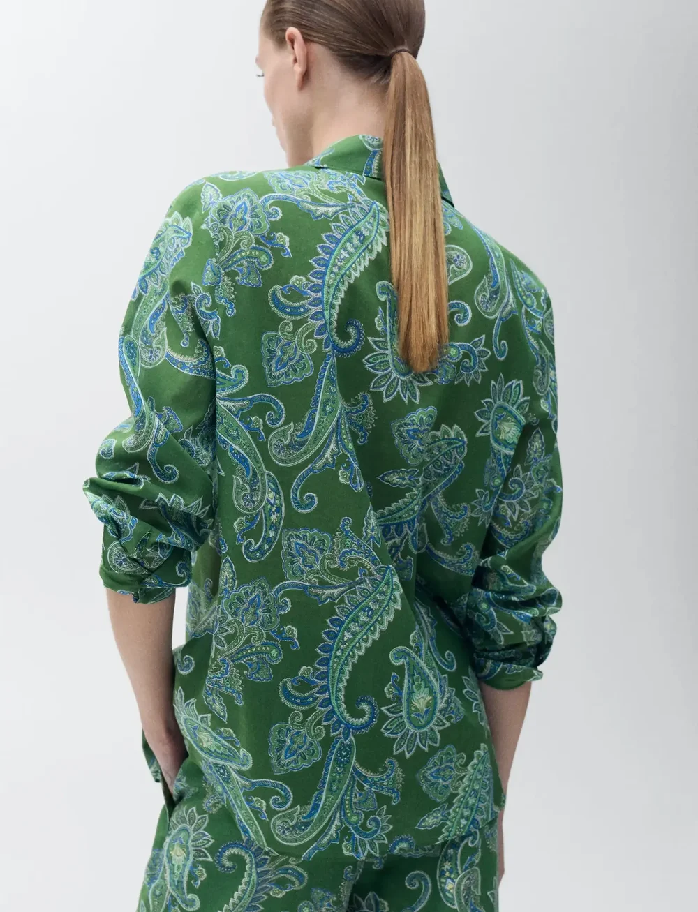 Mango - Cotton paisley shirt - langärmlige hemden - green - 3