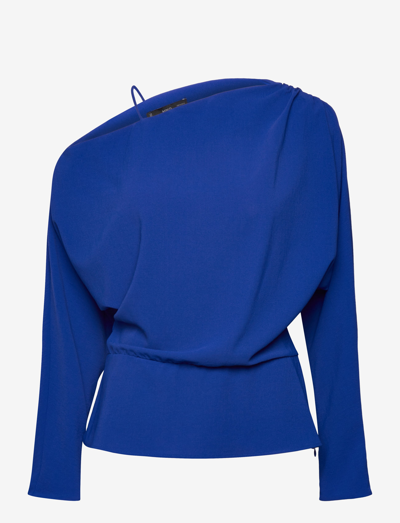 Mango - Asymmetrical gathered blouse - langærmede bluser - bright blue - 0