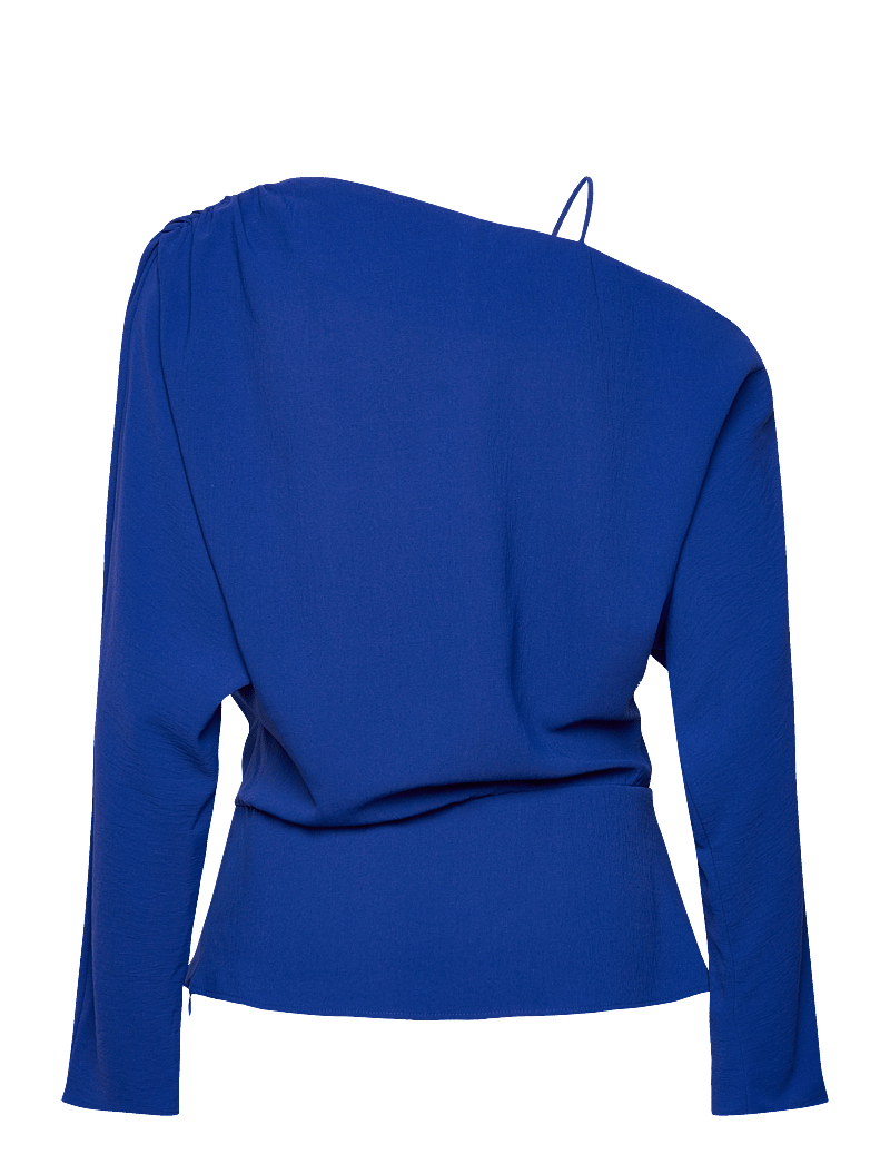 Mango - Asymmetrical gathered blouse - langärmlige blusen - bright blue - 2