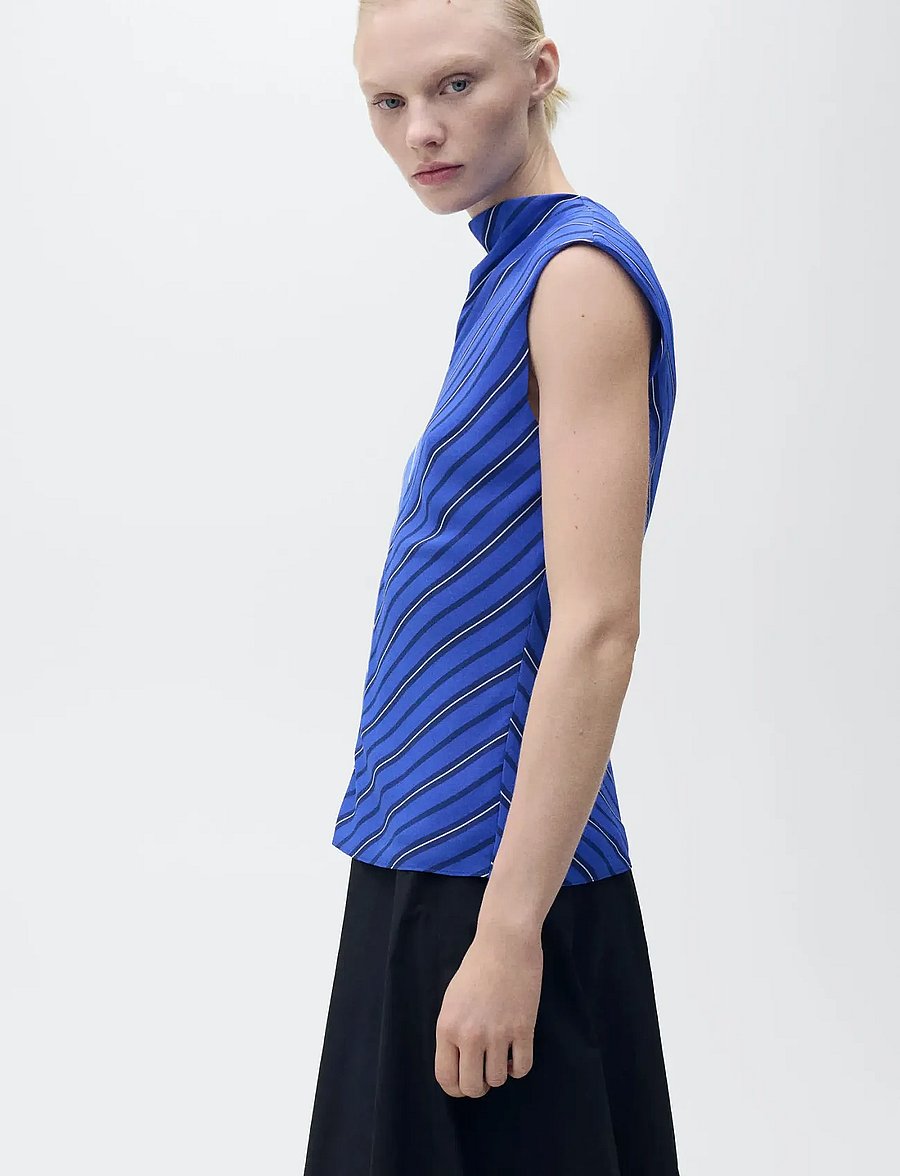 Mango - Combined striped blouse - Ærmeløse bluser - medium blue - 0