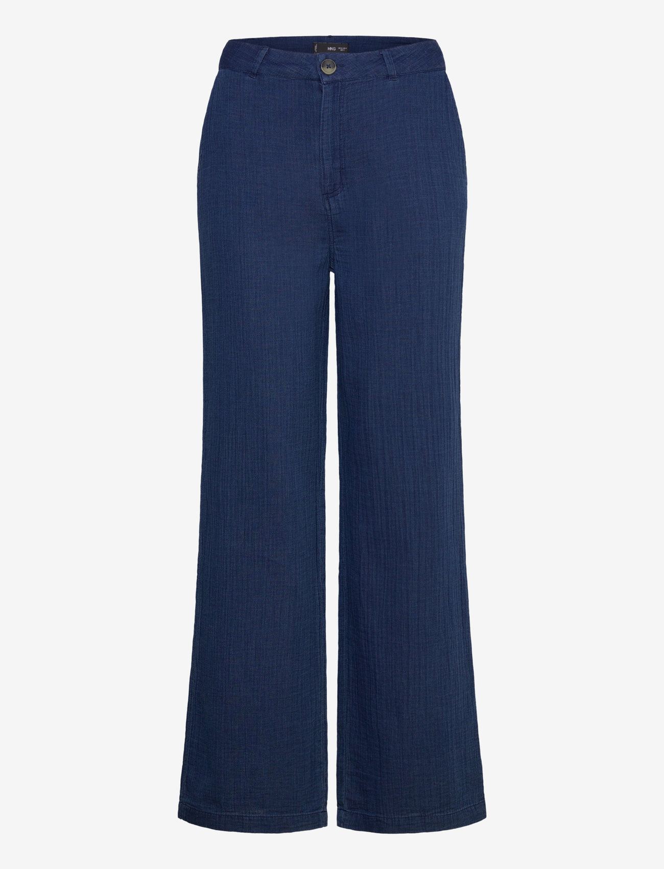 Mango - High-waisted denim flowy trousers - hosen mit weitem bein - dark blue - 1