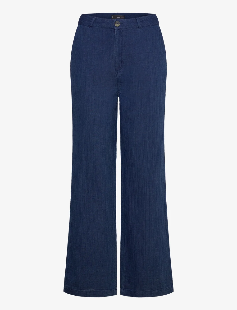 Mango - High-waisted denim flowy trousers - bukser med brede ben - dark blue - 1