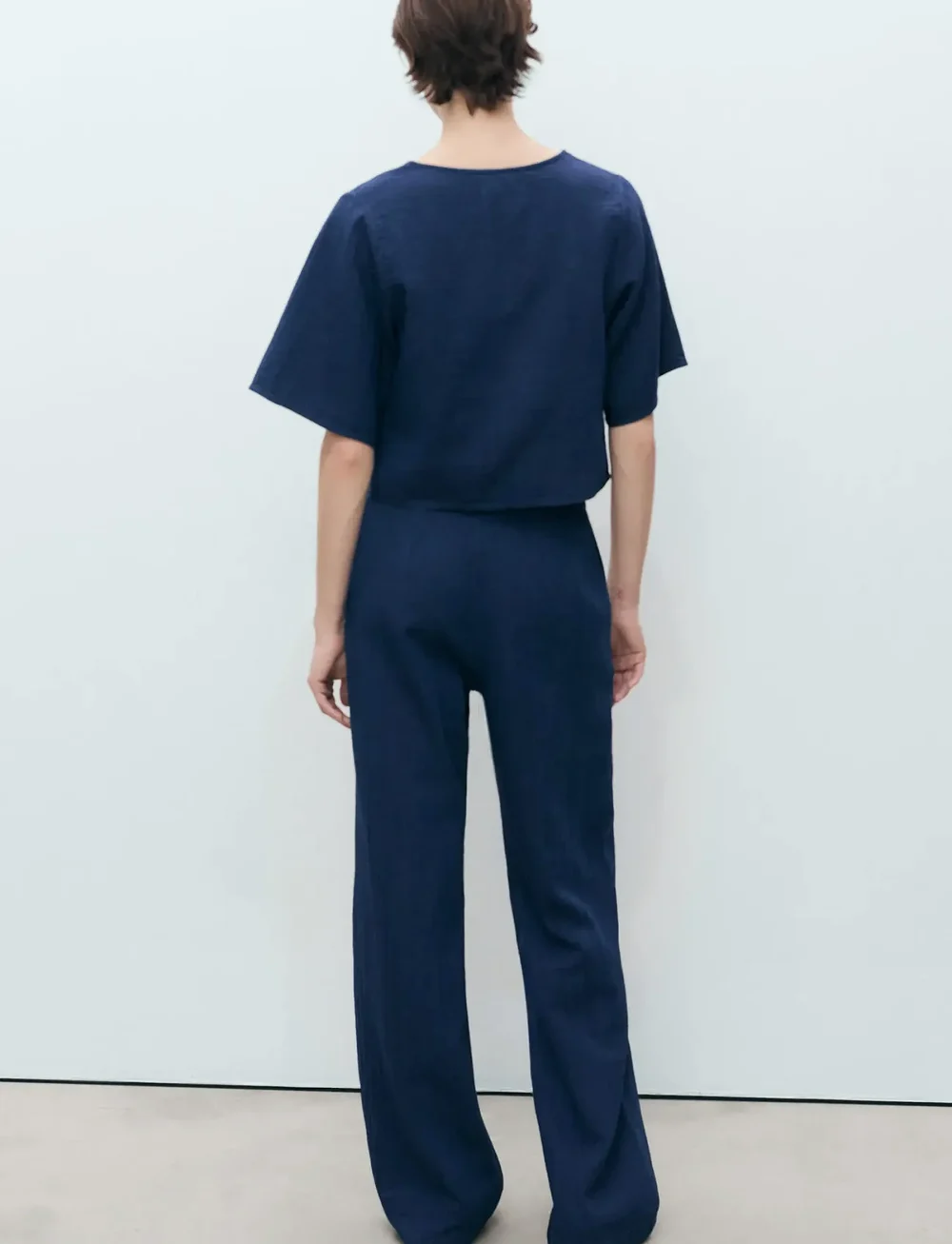 Mango - High-waisted denim flowy trousers - bukser med brede ben - dark blue - 3