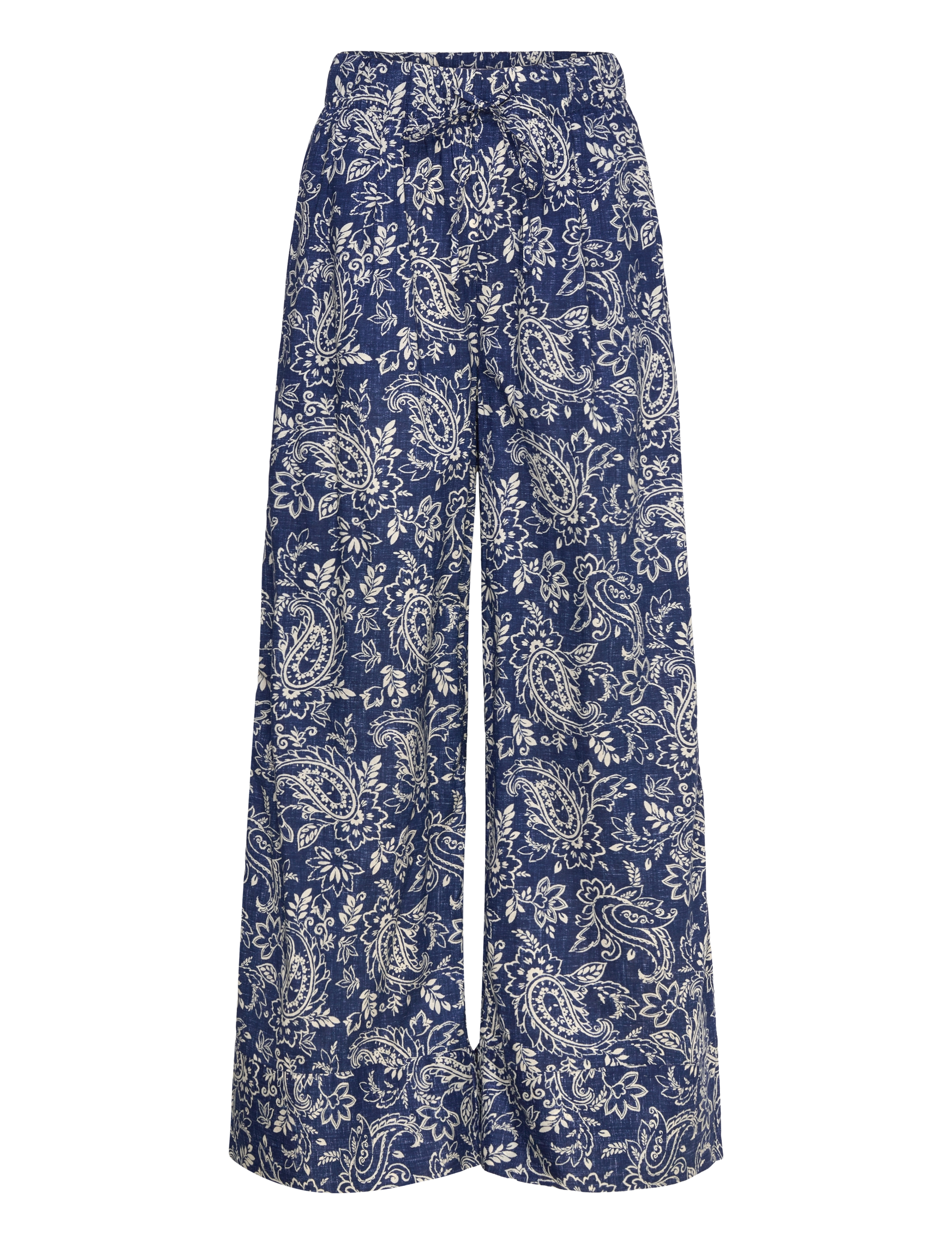 Mango Printed cotton trousers - Broeken - MEDIUM BLUE / navy