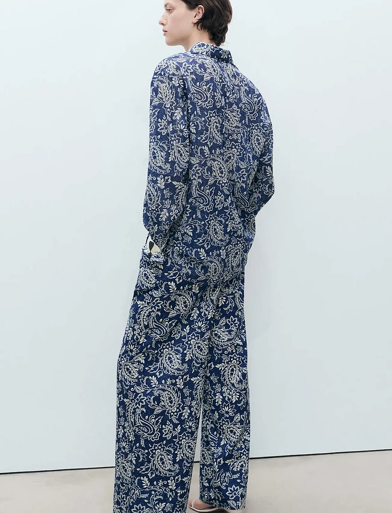 Mango - Printed cotton trousers - vida byxor - medium blue - 3