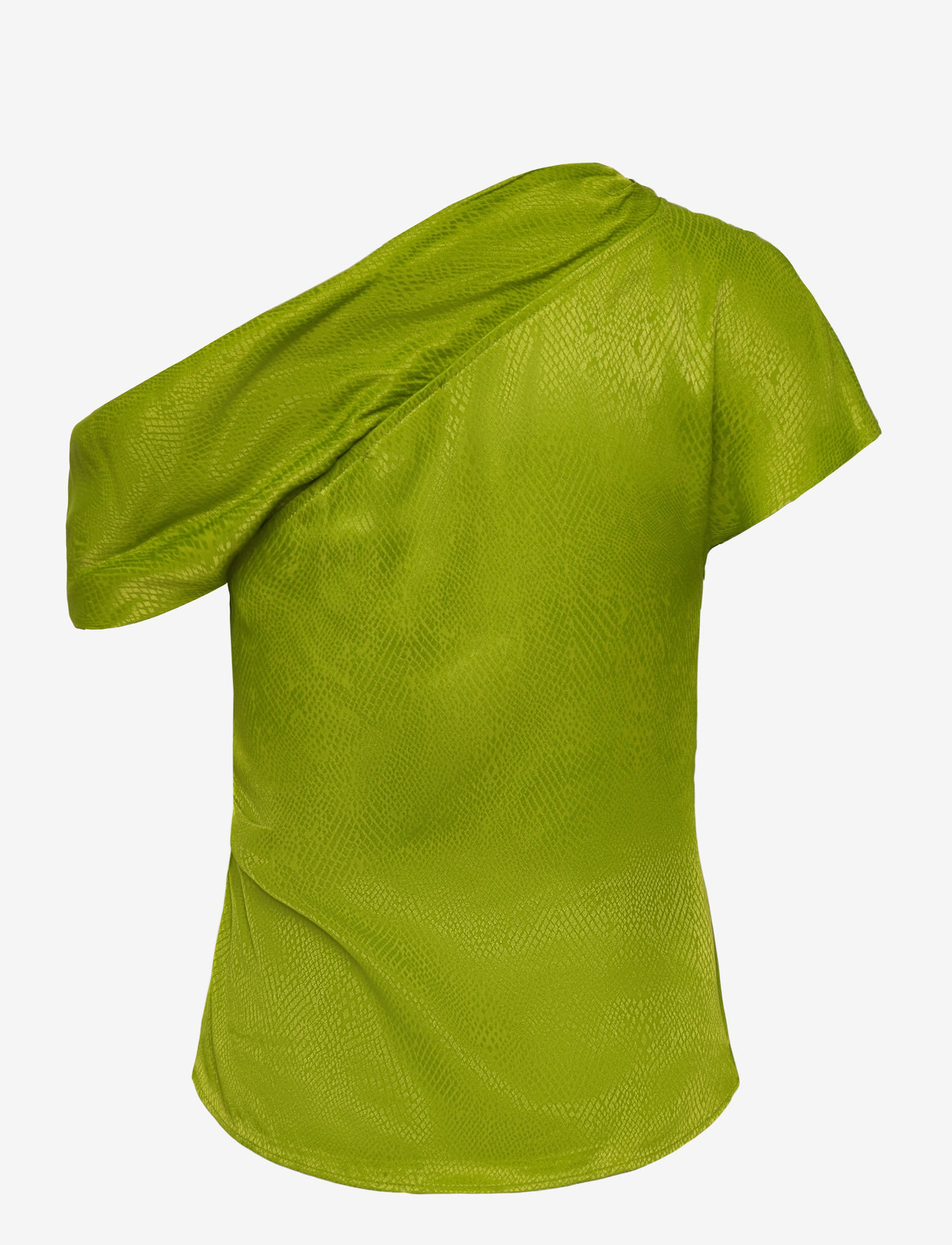 Mango - Satin blouse with asymmetrical neck - kurzämlige blusen - green - 2