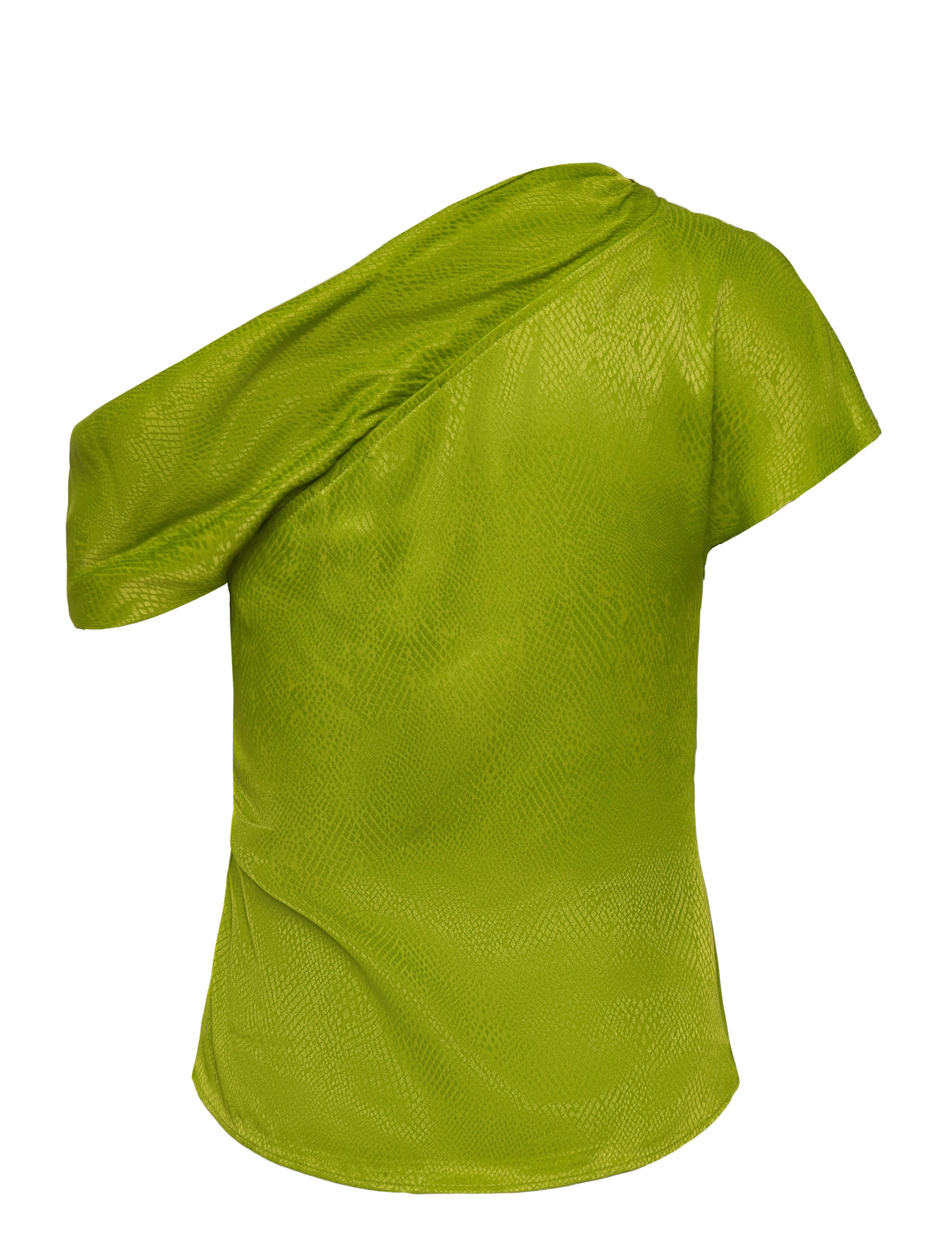 Mango - Satin blouse with asymmetrical neck - kurzämlige blusen - green - 2