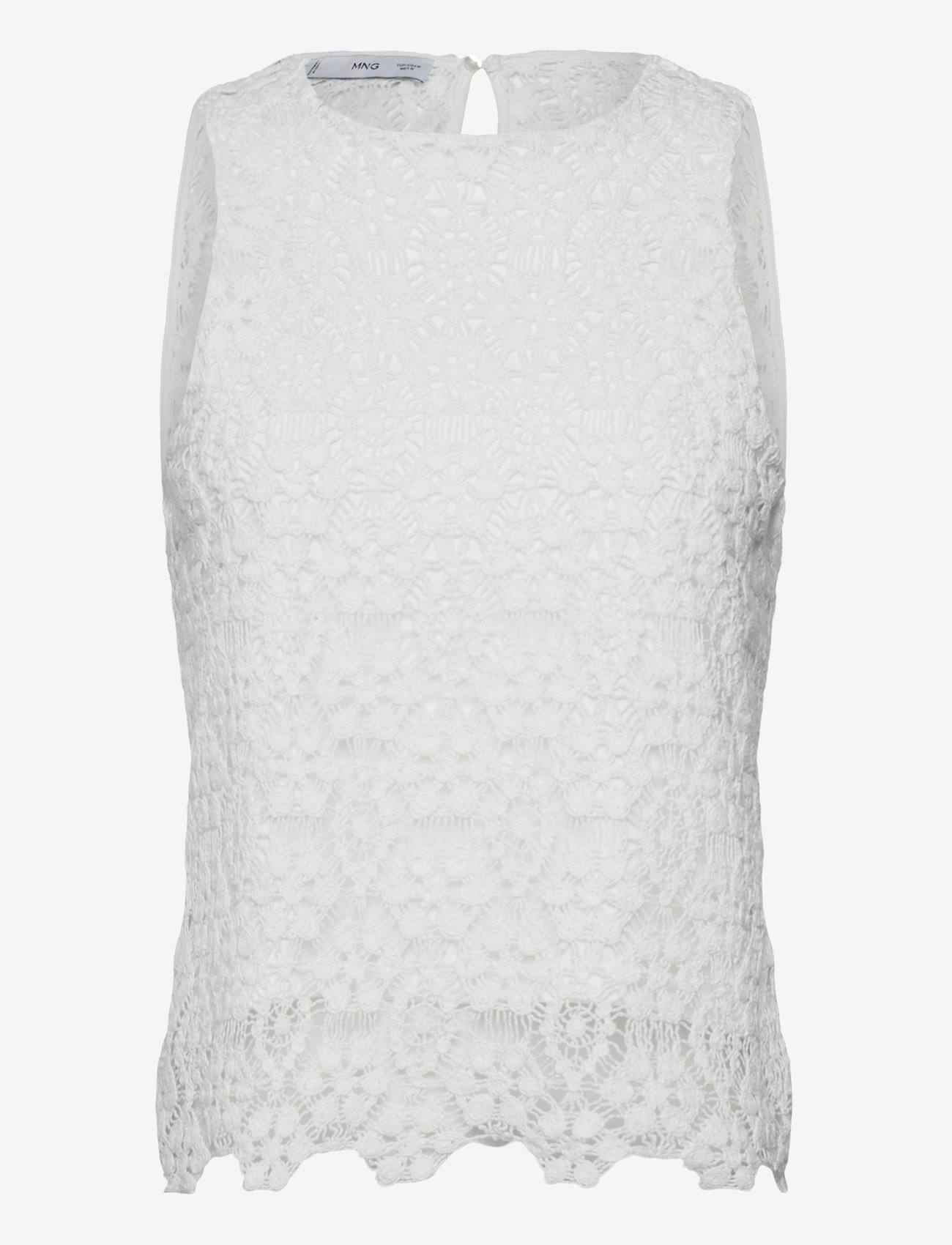 Mango - Straight-fit crochet top - linnen - natural white - 1