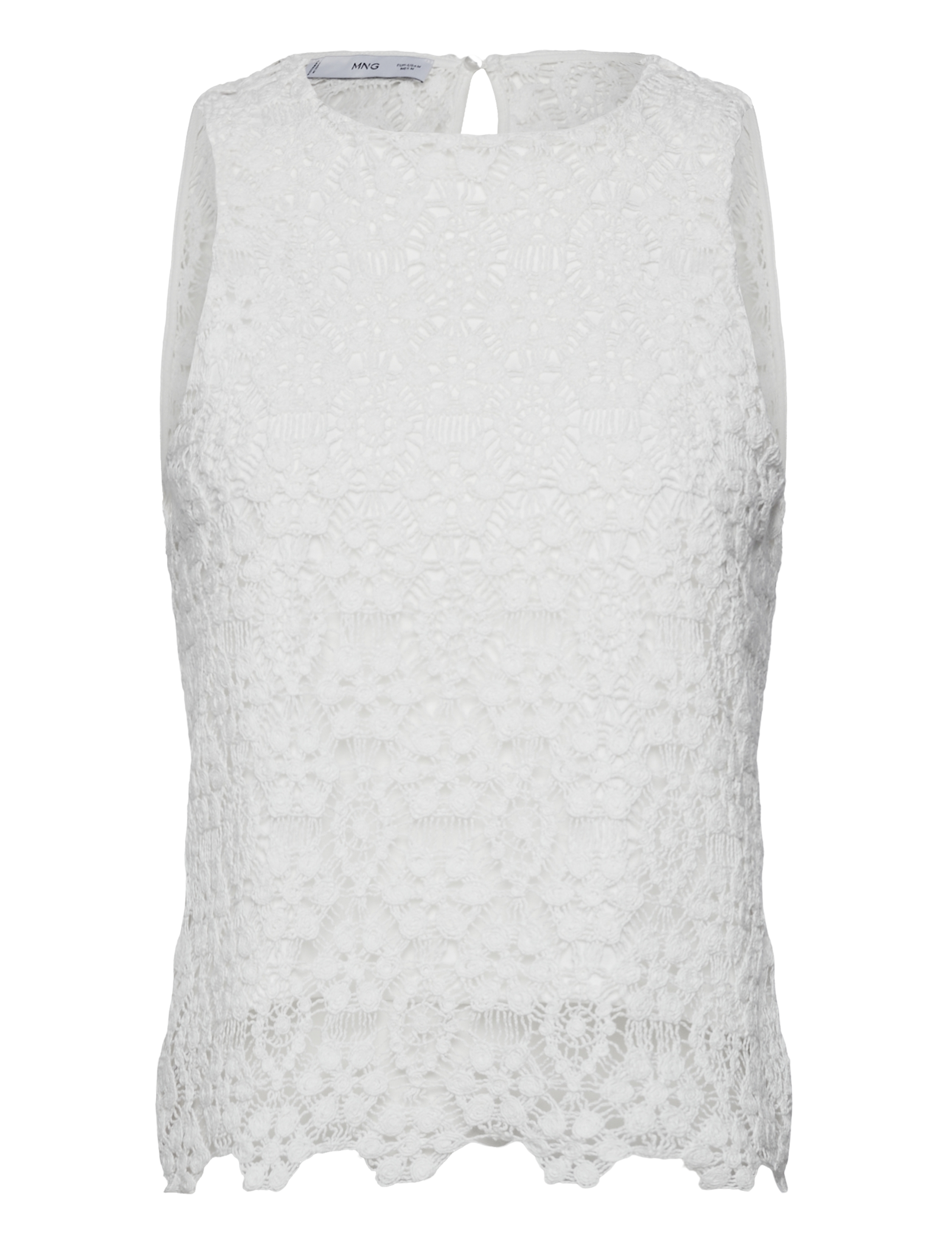 Straight-fit crochet top - NATURAL WHITE