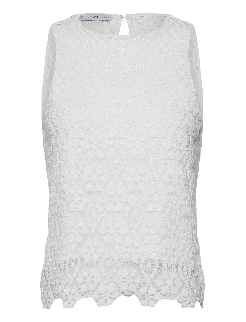 Mango - Straight-fit crochet top - linnen - natural white - 1