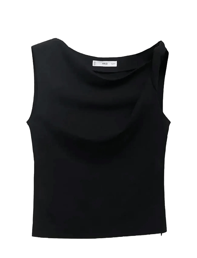 Mango - Asymmetrical draped top with straps - Ärmellose tops - black - 1