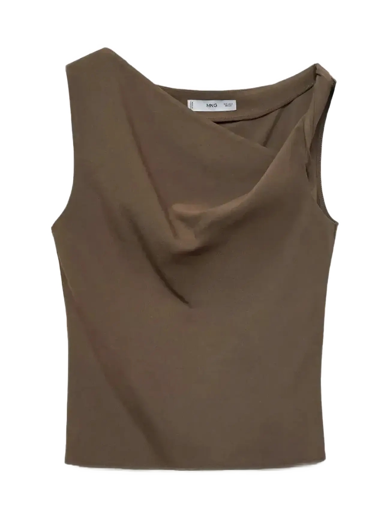 Asymmetrical draped top with straps - BROWN