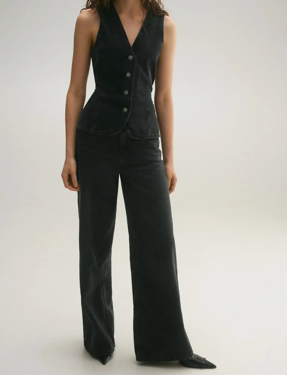 Mango - High-waisted wide-leg jeans - vida jeans - open grey - 0