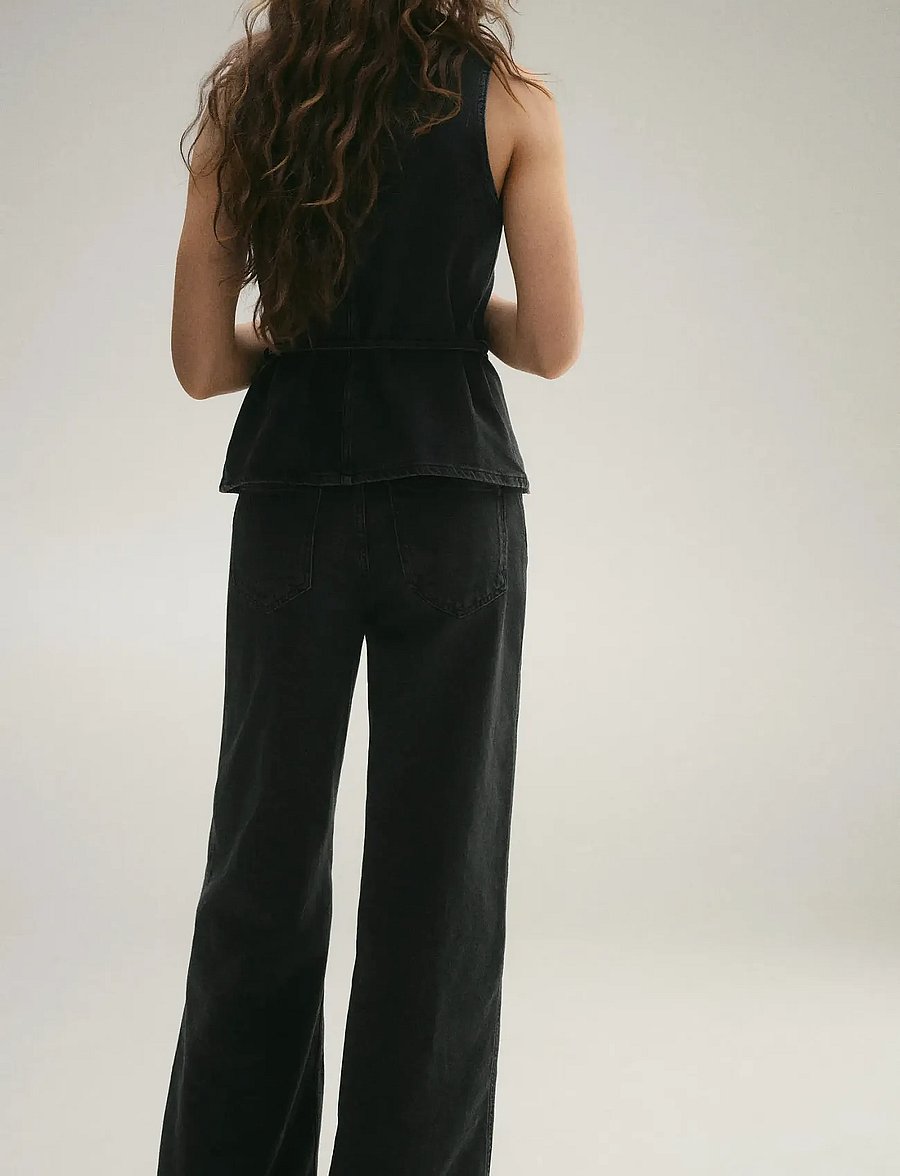 Mango - High-waisted wide-leg jeans - brede jeans - open grey - 3