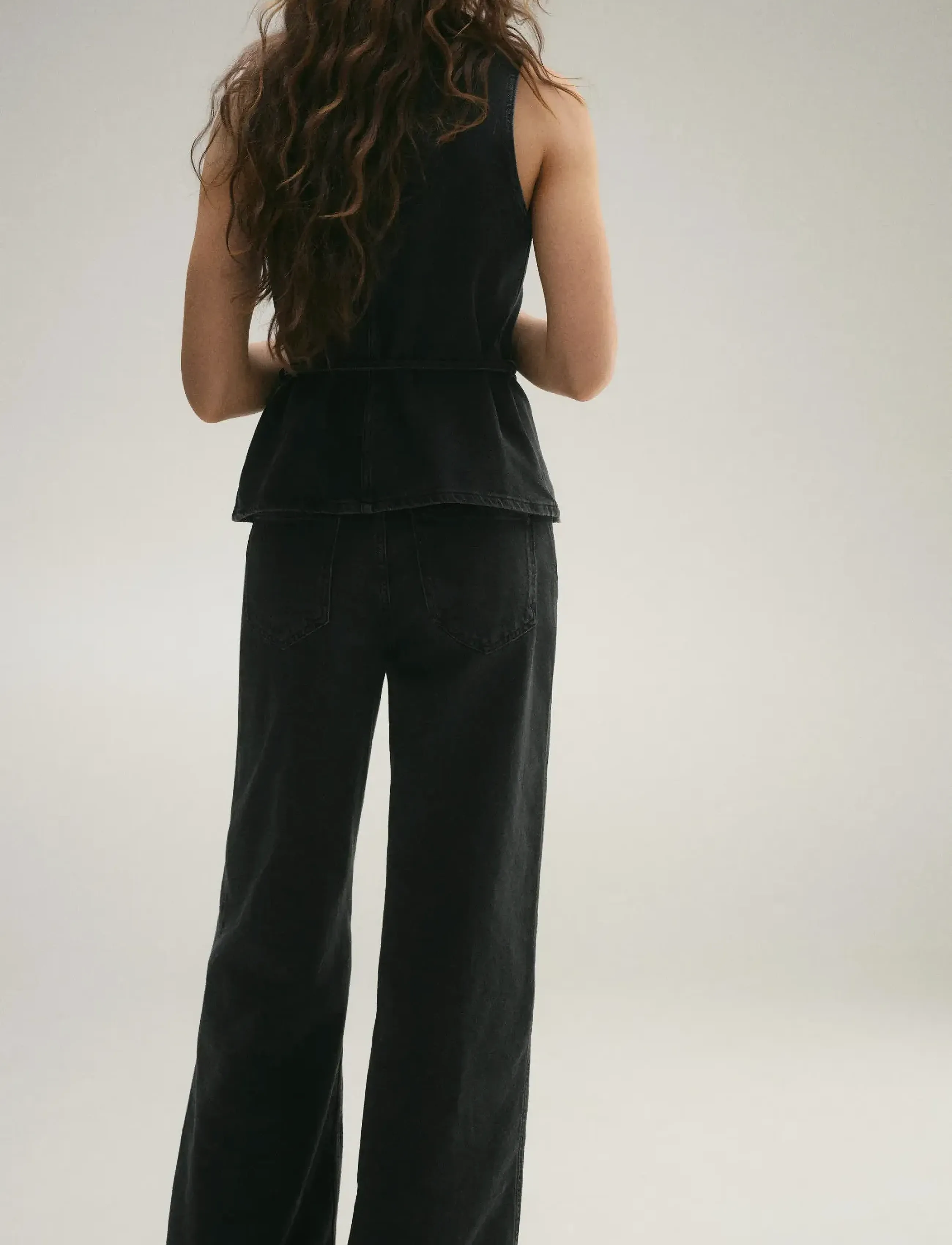 Mango - High-waisted wide-leg jeans - open grey - 3