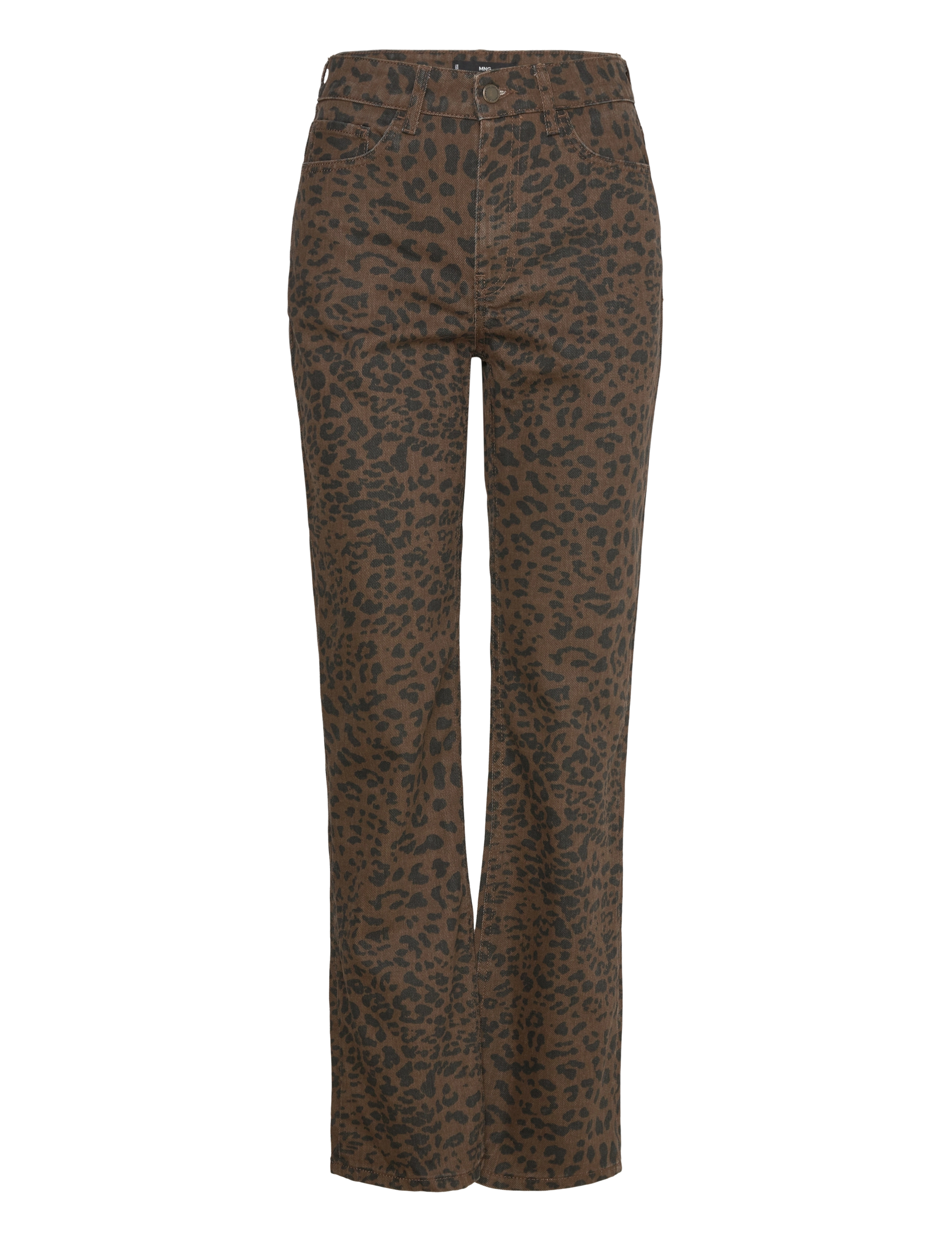 MANGO Leopard-Print Straight Jeans Braun - 34 - Damen